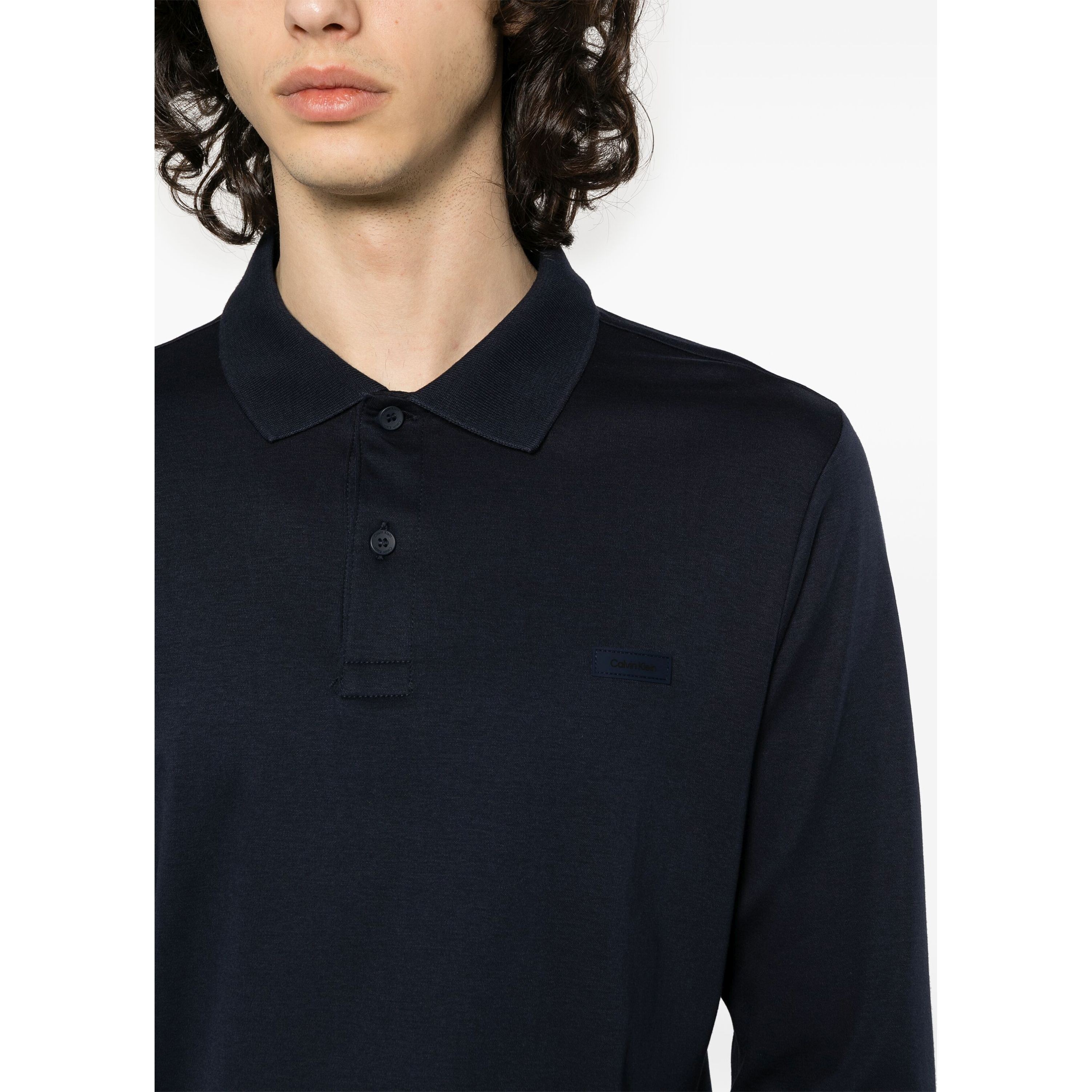CALVIN KLEIN Polo marškiniai ilgos rank. vyrams, Mėlyna, L/s polo 4