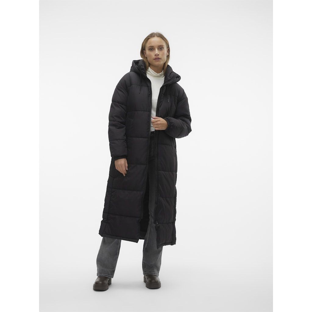 VERO MODA Pūkinis paltas moterims, Juoda, Klea long coat 2