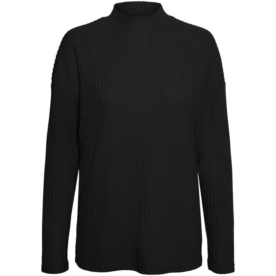 VERO MODA Megztinis moterims, Juoda, VMBLOSSOM LS FUNNELNE