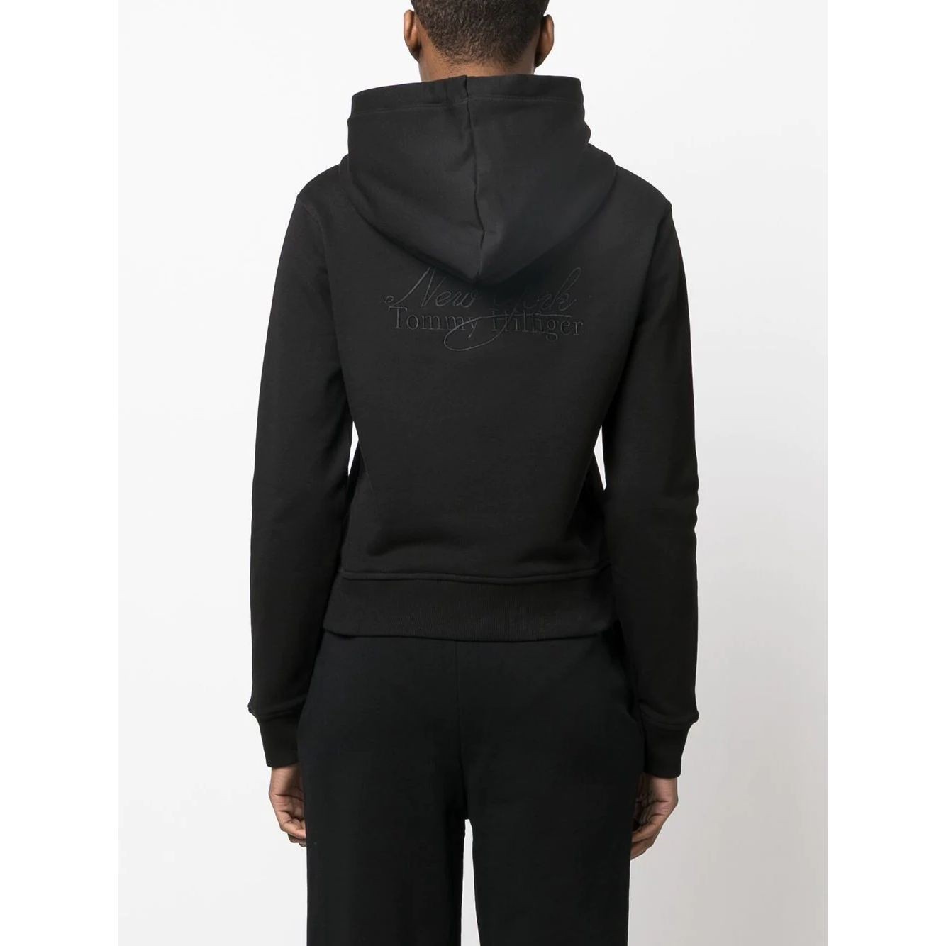 TOMMY HILFIGER Džemperis moterims, Juoda, Reg short vlvt trim hoodie 4