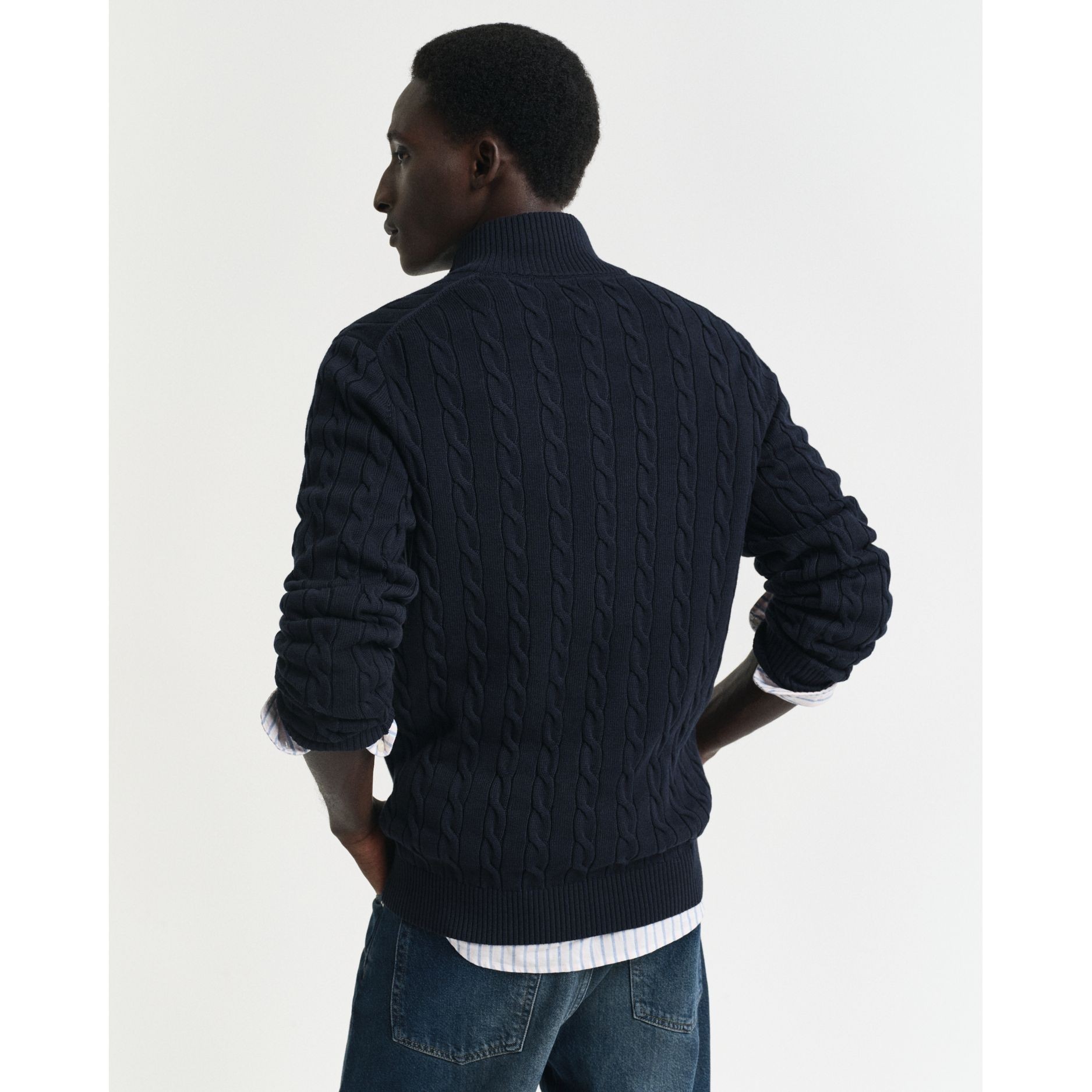 GANT Megztinis vyrams, Mėlyna, cotton cable half zip 3