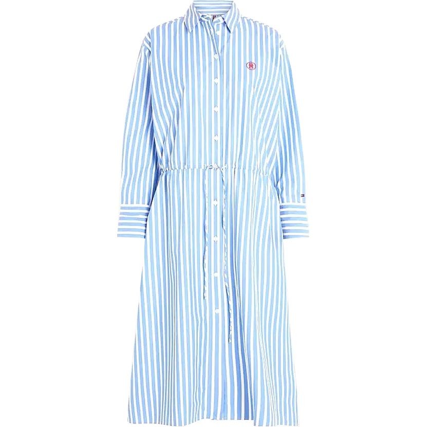 TOMMY HILFIGER Midi suknelė moterims, Mėlyna, Md blouson ls midi shirt dress