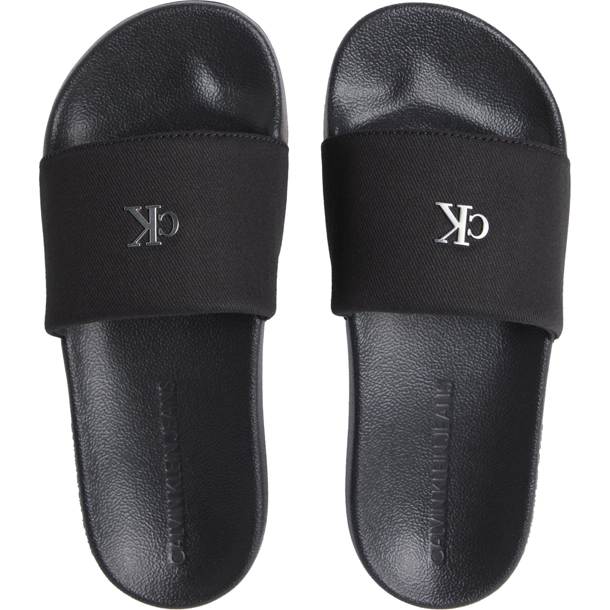 CALVIN KLEIN JEANS Guminės šlepetės moterims, Juoda, Slide monogram 3