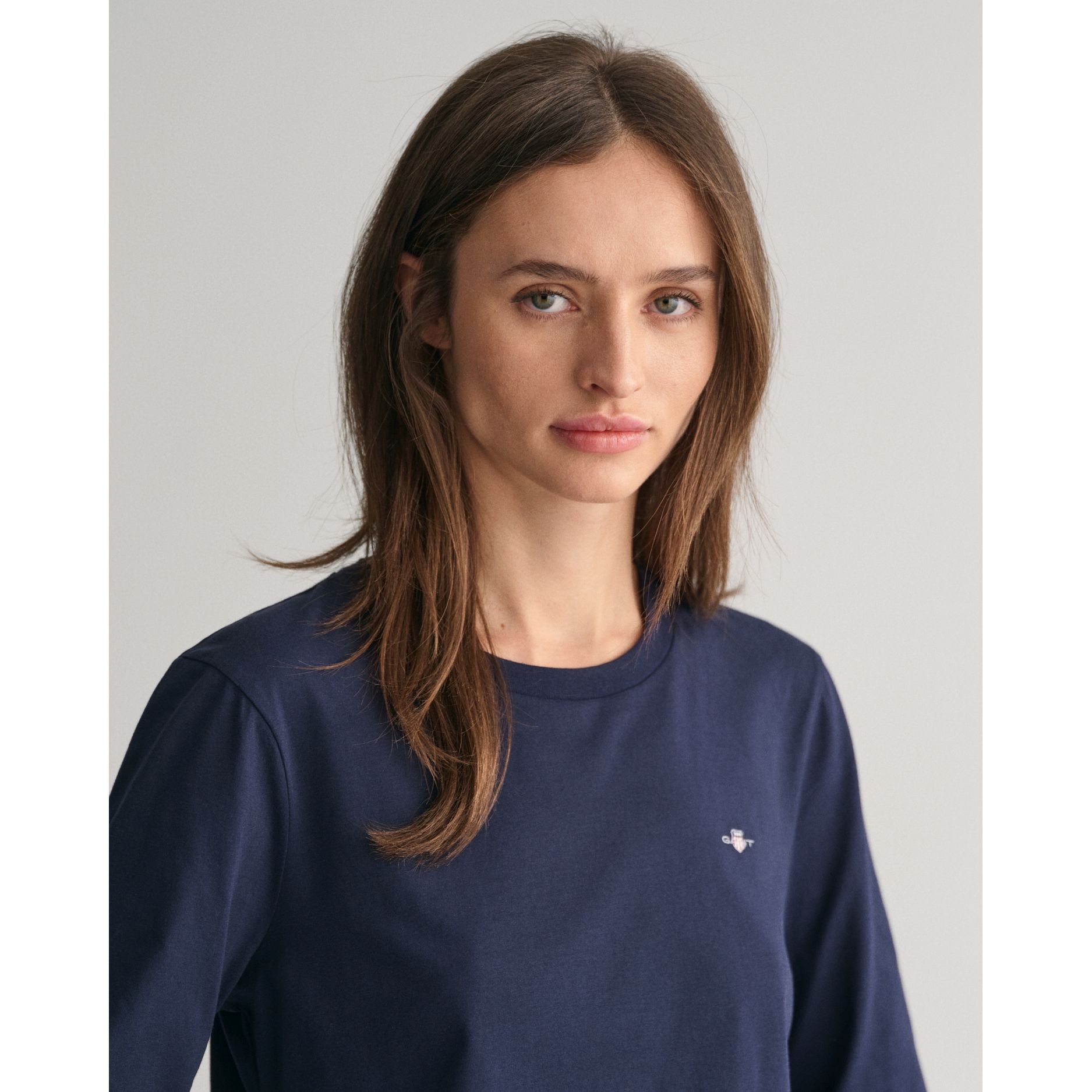 GANT Marškinėliai ilgom. rankovėmis moterims, Mėlyna, reg shield ls t-shirt 8