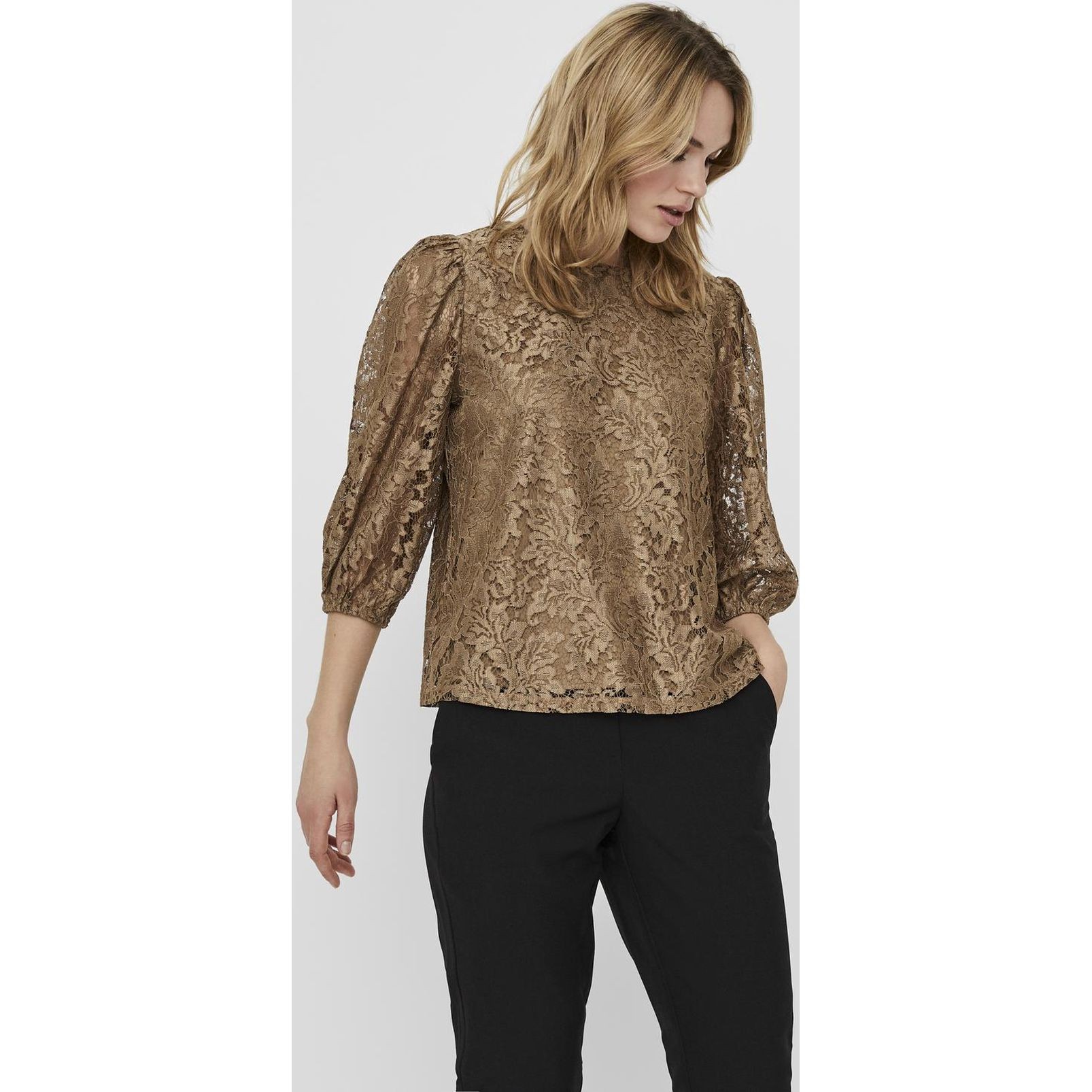 VERO MODA Palaidinės moterims, Ruda, VMBONNA 3/4 LACE 2