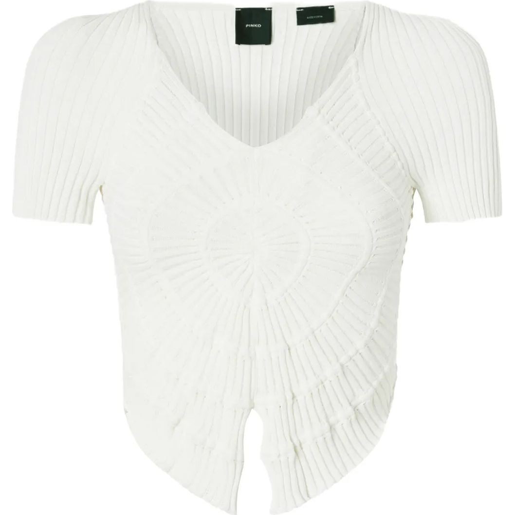 PINKO Trumpinti marškinėliai moterims, Balta, Ribbed top 1
