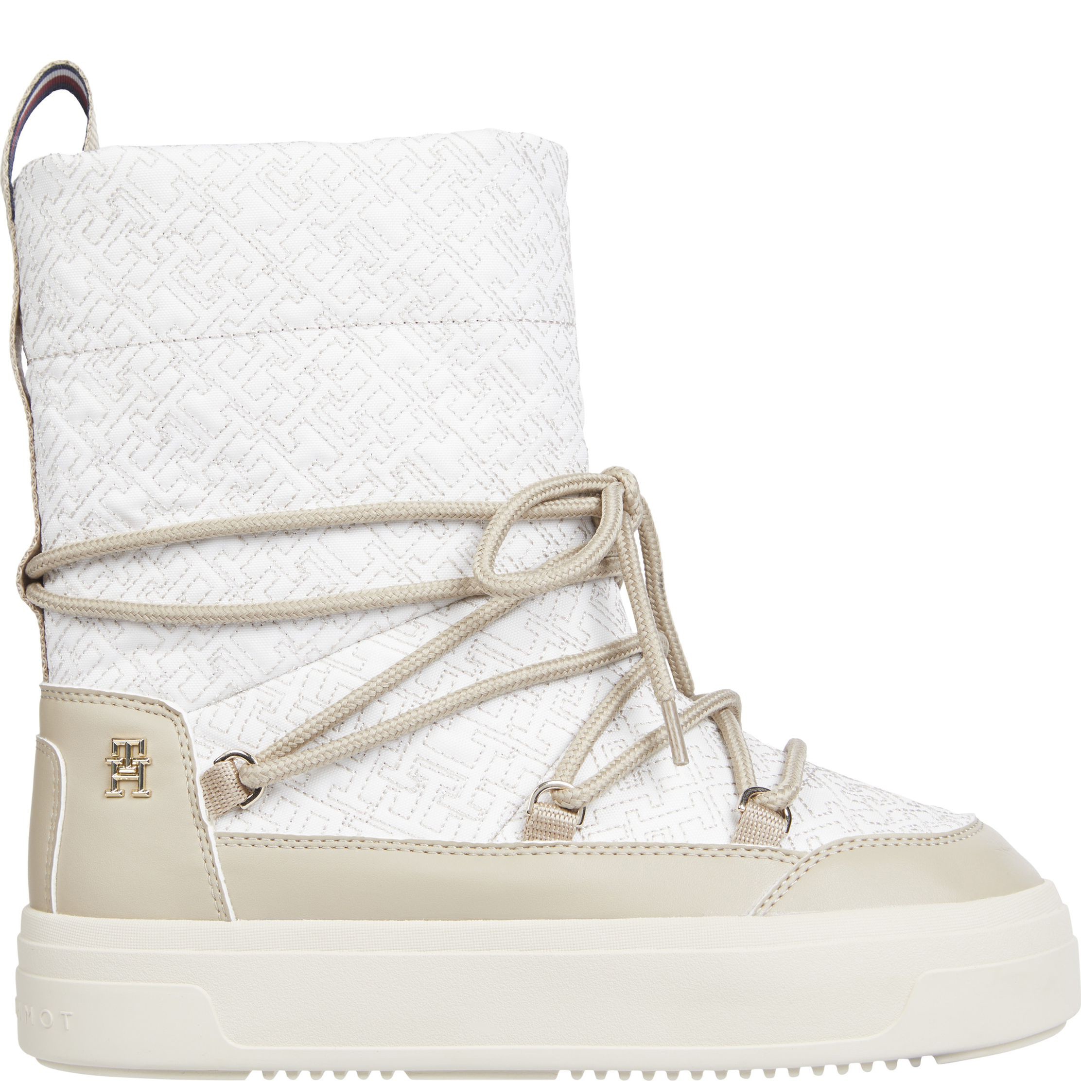 TOMMY HILFIGER Pašiltinti aulinukai moterims, Smėlio, Lace-up monogram snowboot 2