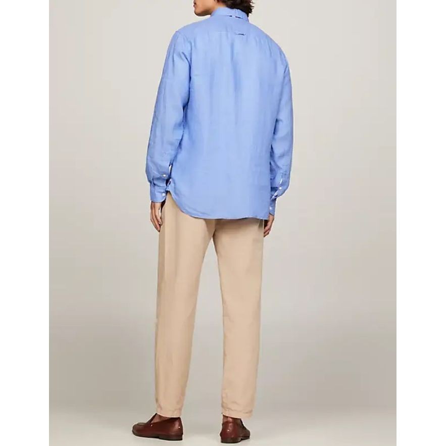 TOMMY HILFIGER Marškiniai ilgomis rankovėmis vyrams, Mėlyna, Pigment dyed li solid rf shirt 3