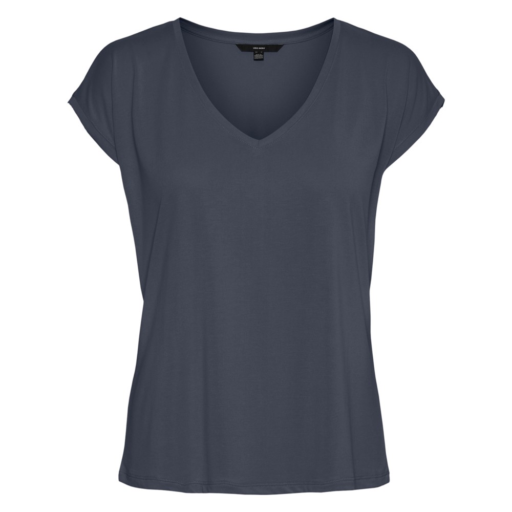 VERO MODA Marškinėliai moterims, Mėlyna, Filli v-neck tee 1