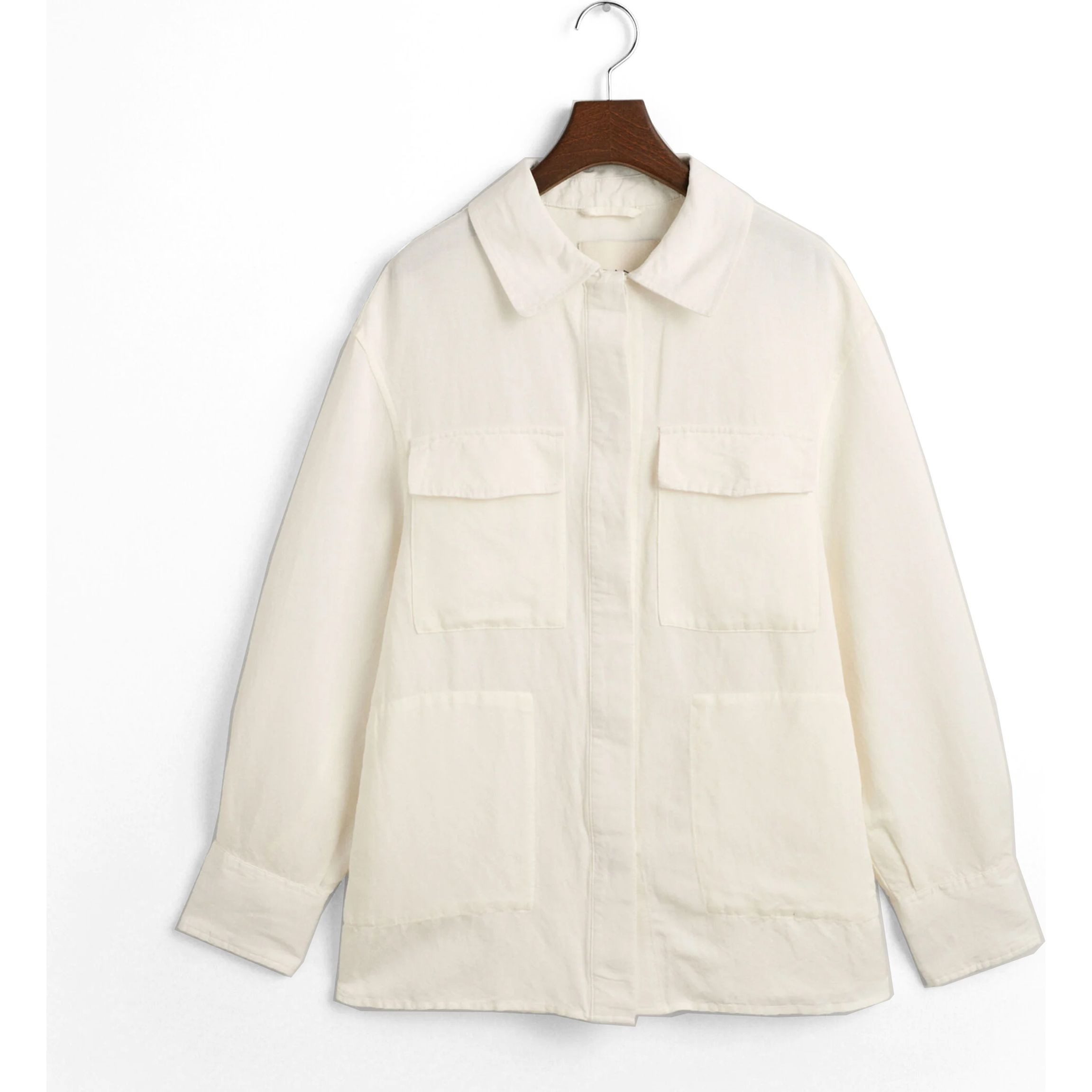 GANT Marškiniai moterims, Geltona, REL LINEN BLEND OVERSHIRT 1
