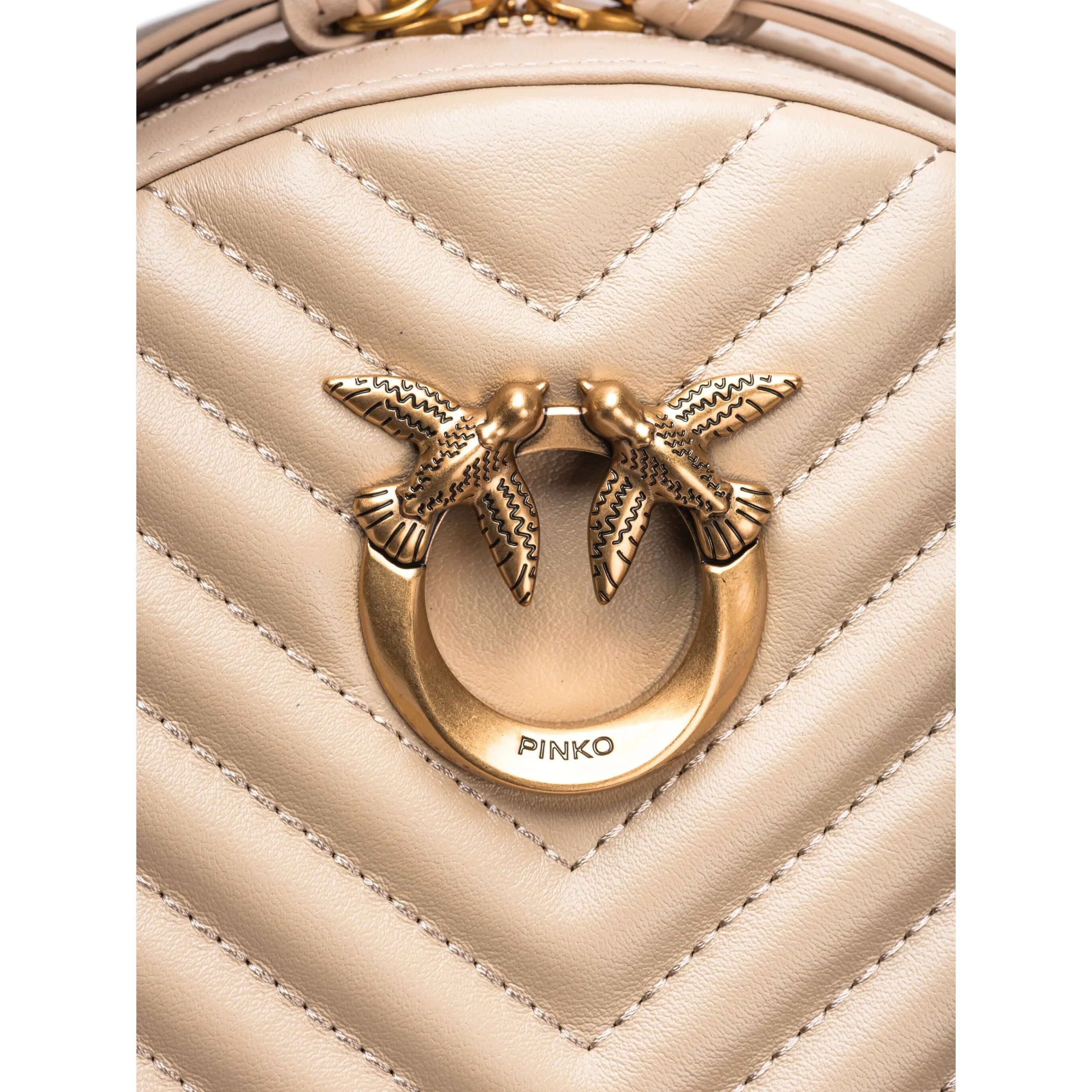 PINKO Kuprinė moterims, Smėlio, Logo-engraved backpack 4