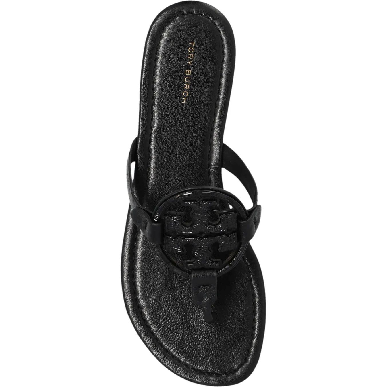 TORY BURCH Pliažo šlepetės per pirštą moterims, Juoda, Miller deco 4