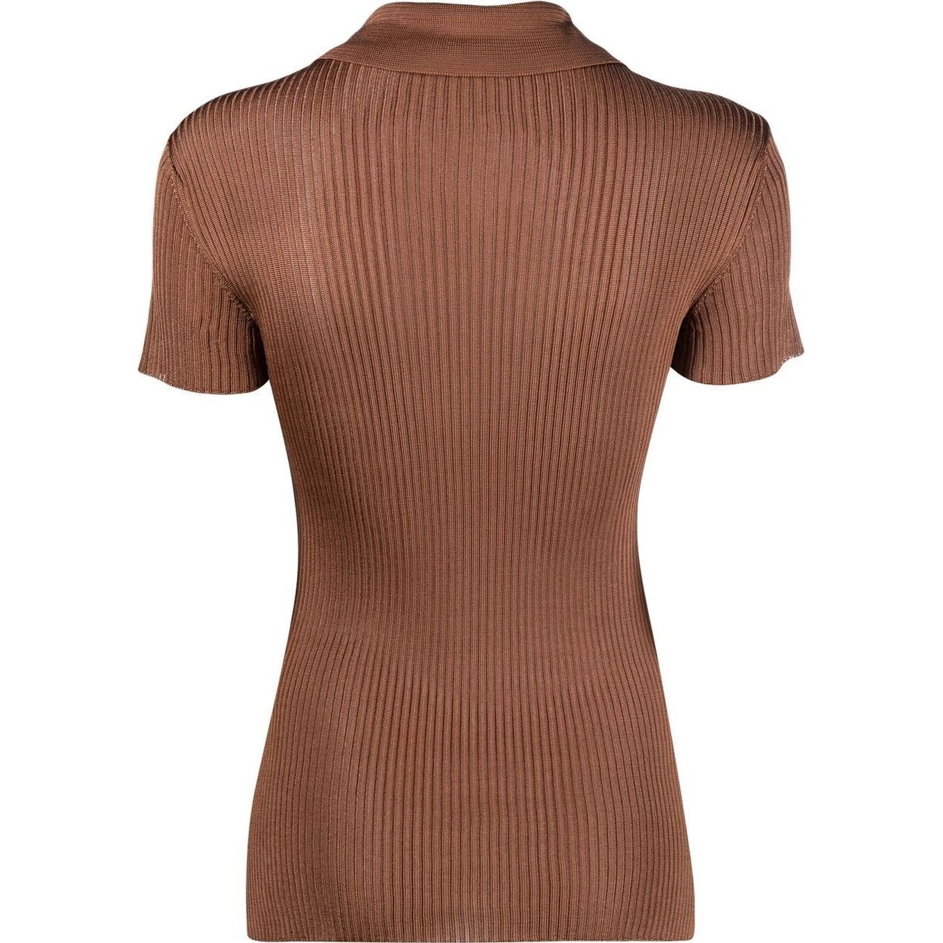 AERON Polo marškiniai trumpos rank. moterims, Ruda, Ribbed short sleeve polo top 2