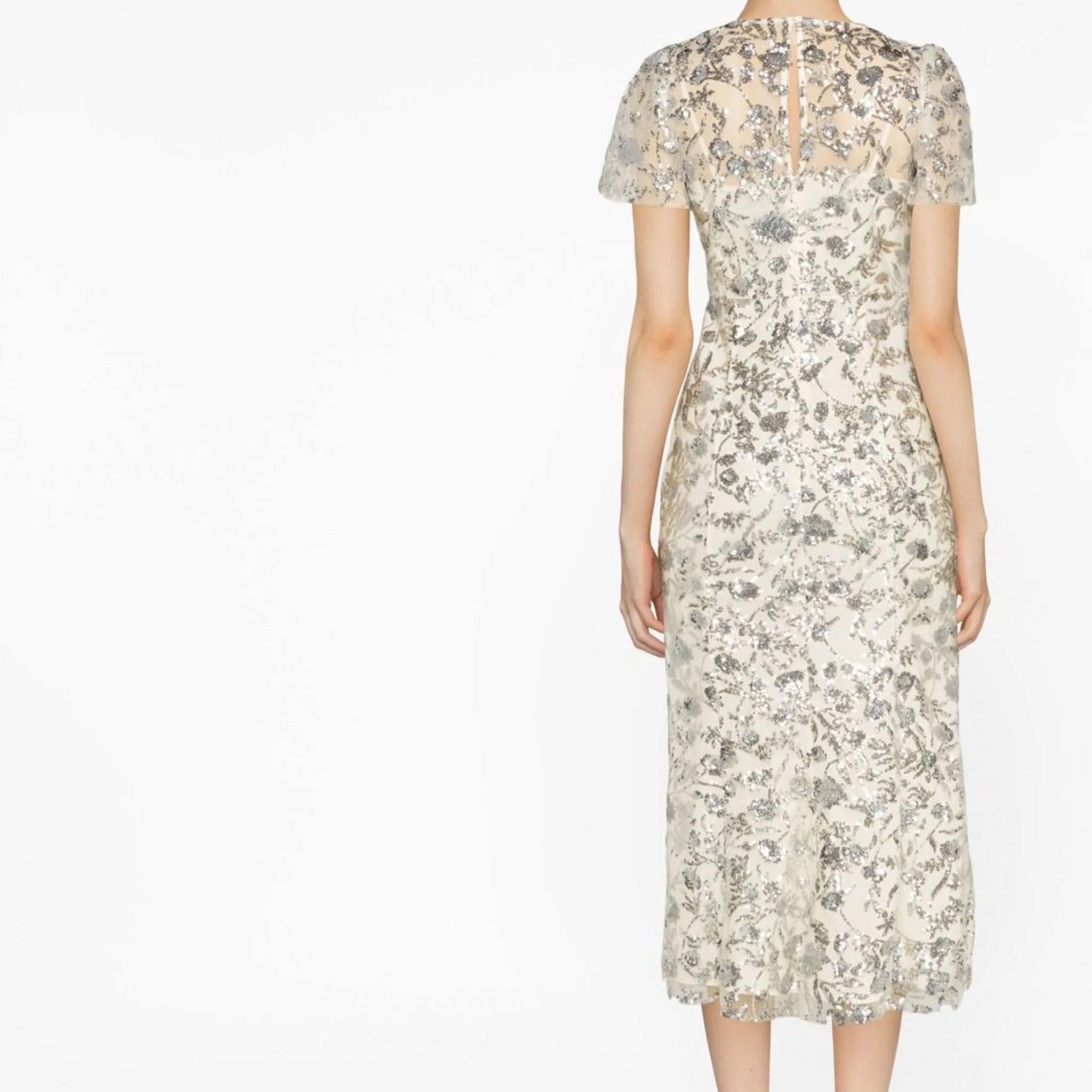 SELF PORTRAIT Midi suknelė moterims, Kūno, Champagne sequinned midi dress 3