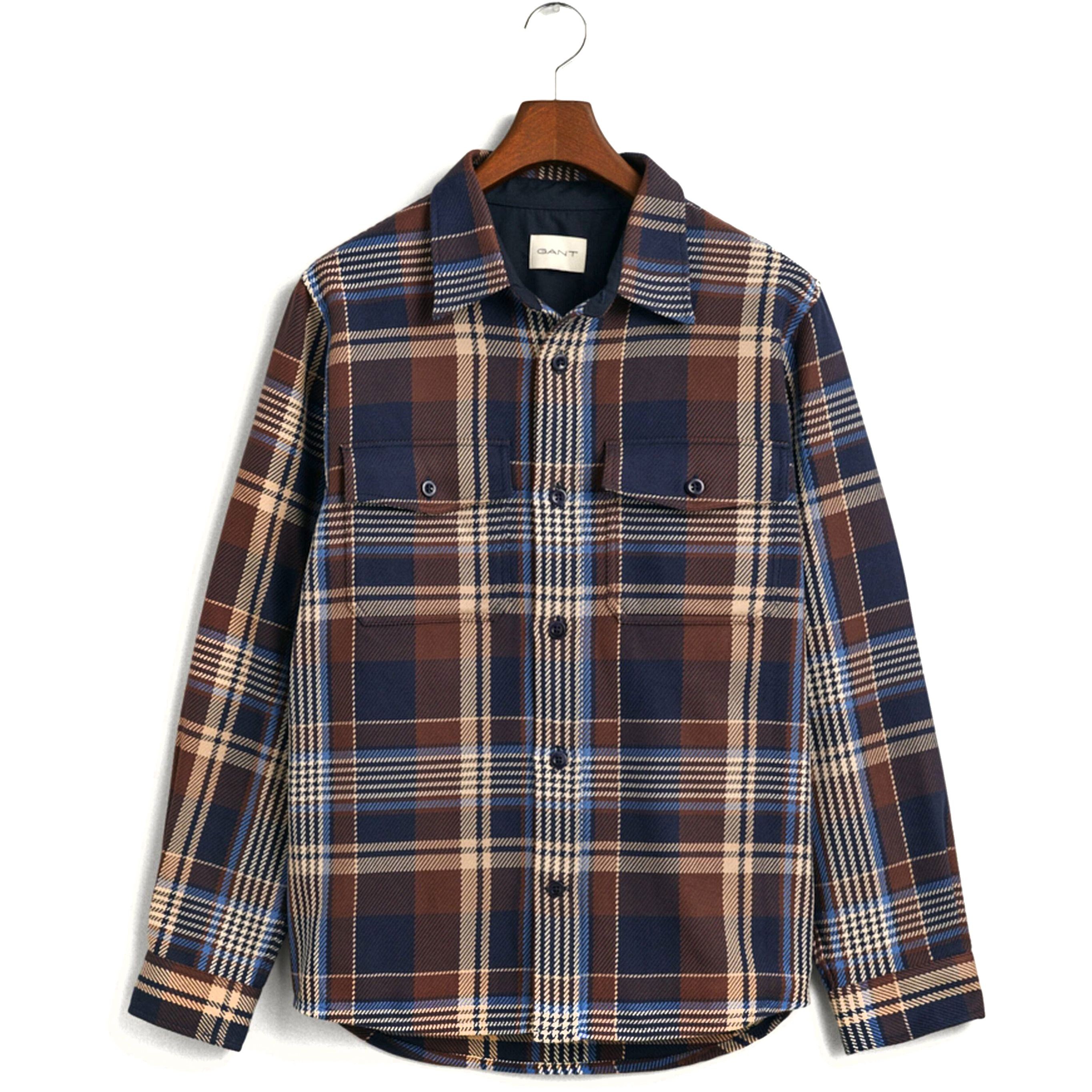 GANT Marškiniai vyrams, Mėlyna, HEAVY TWILL CHECK OVERSHIRT 1