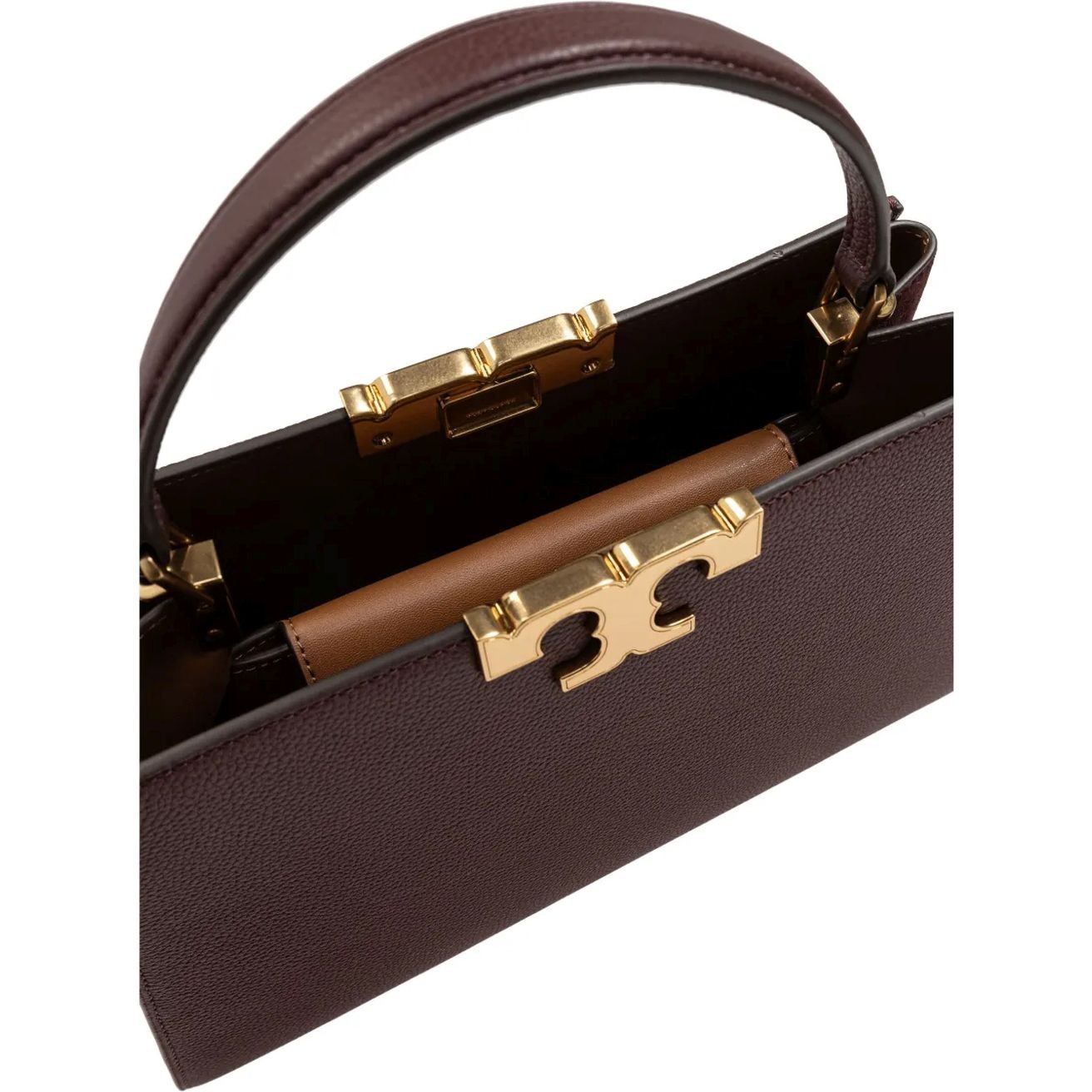 TORY BURCH Pirkinių krepšys moterims, Ruda, Eleanor pebbled satchel 4