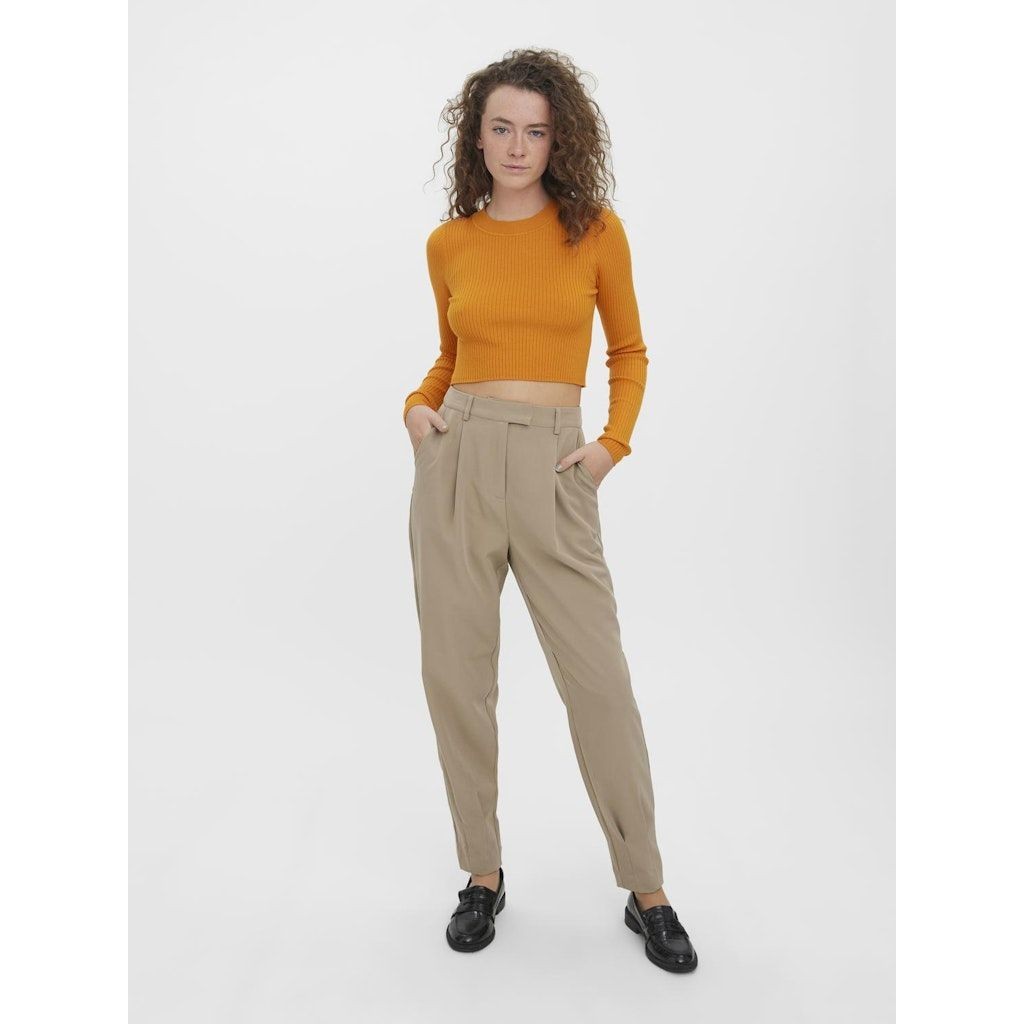 VERO MODA Megztinis moterims, Oranžinė, VMGOLD RIB LS O-NECK 5