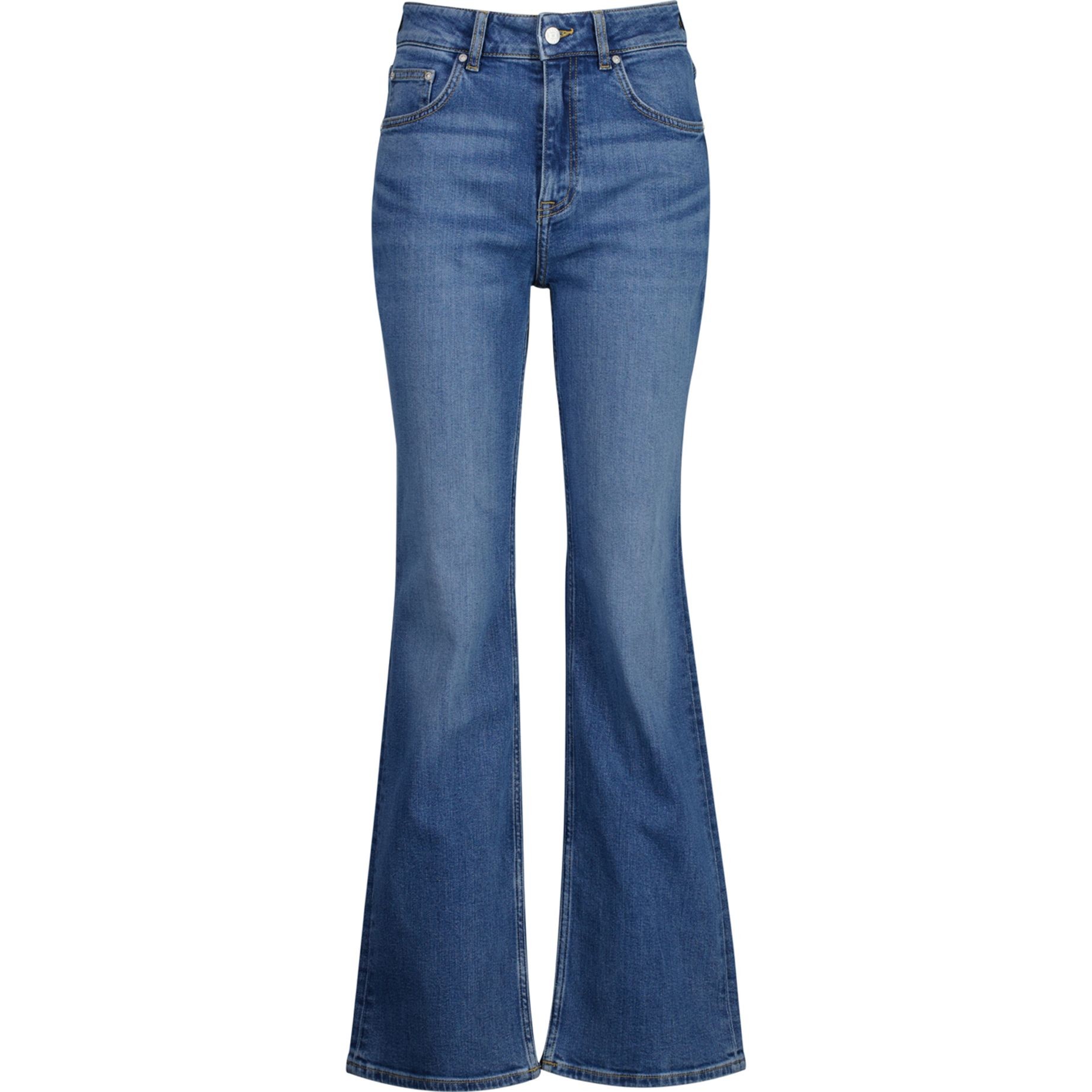 GANT Platėjantys džinsai moterims, Mėlyna, Slim flare jeans 1