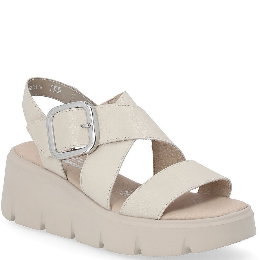 RIEKER Basutės moterims, Smėlio, SANDALS 1