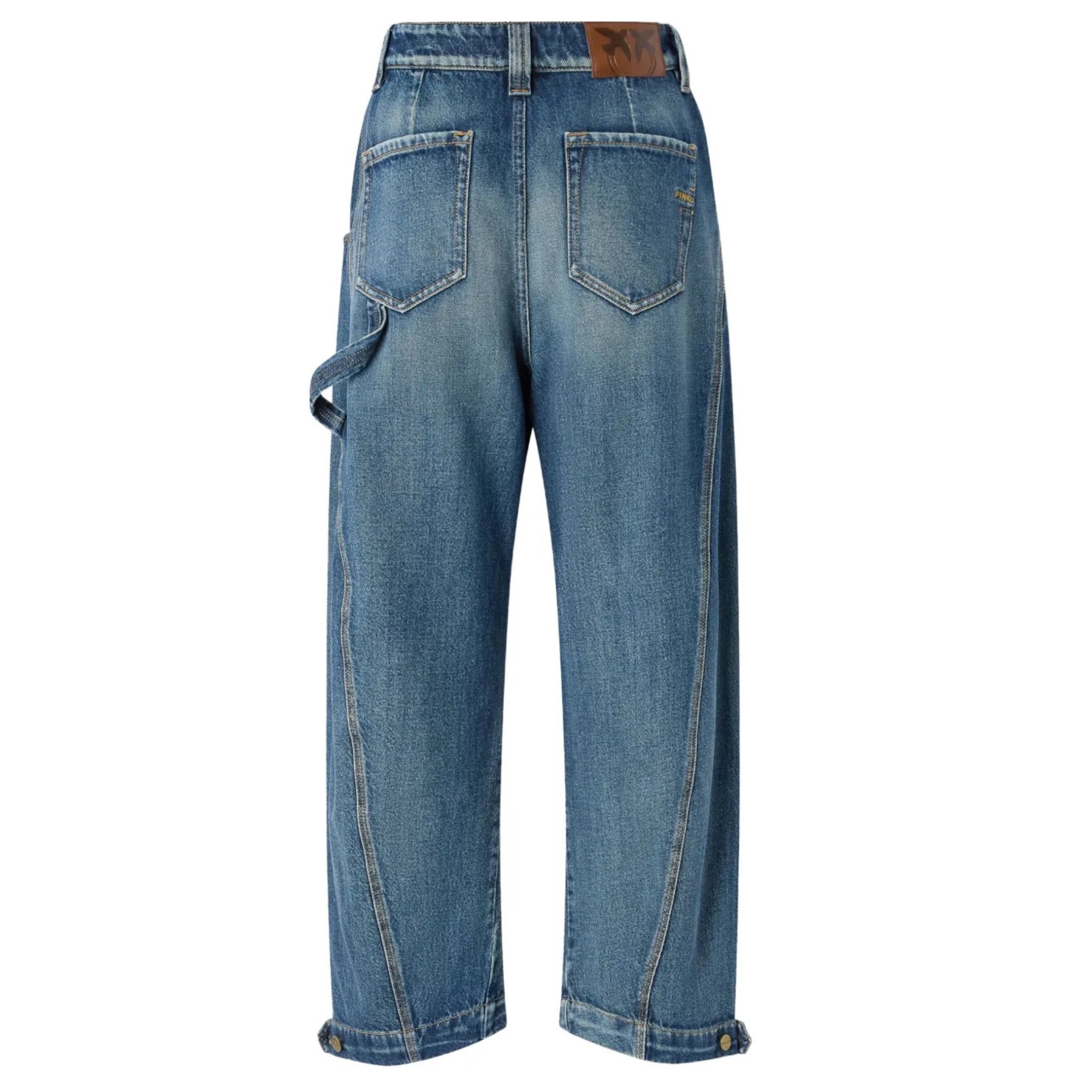 PINKO Platūs džinsai moterims, Mėlyna, Sicuro zip trousers 2