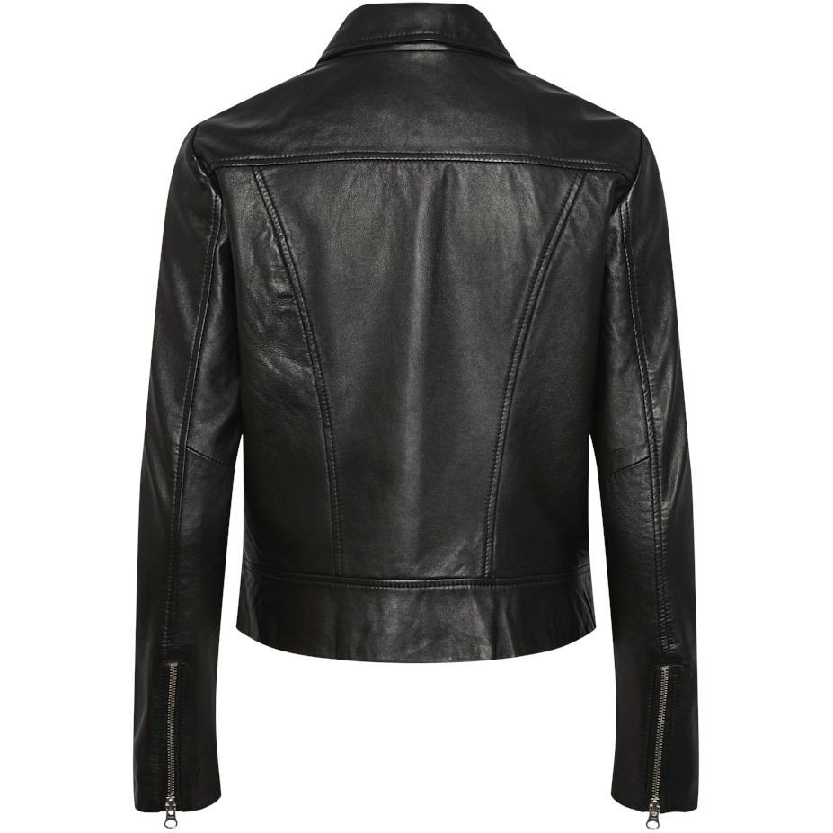 PIECES Striukė moterims, Juoda, PCSUSSE LEATHER JACKE 8