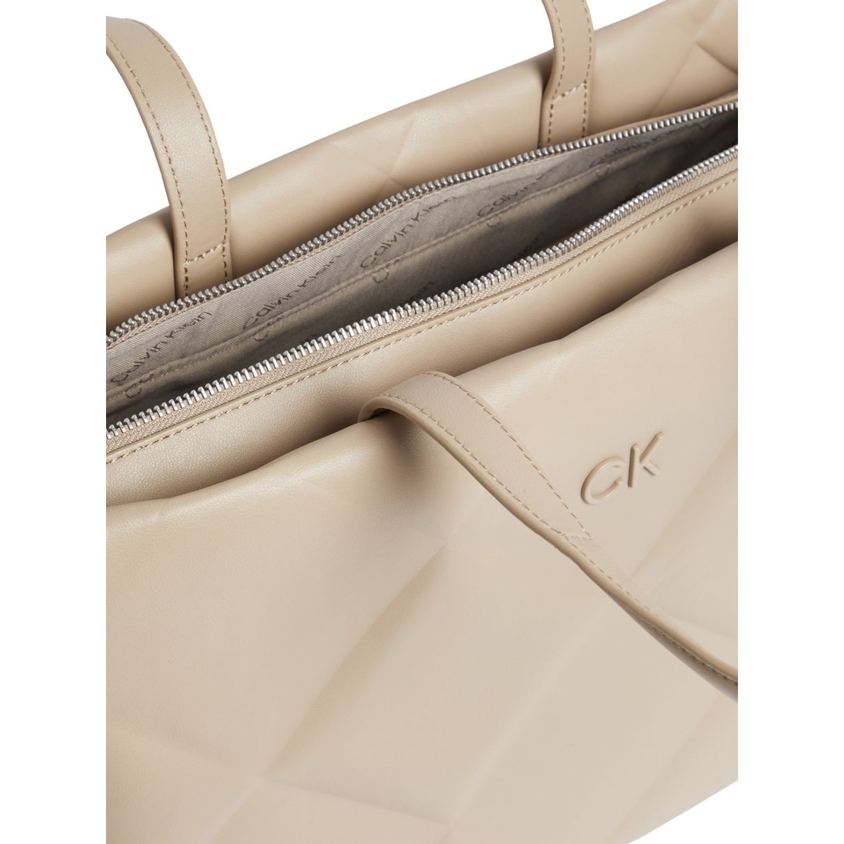 CALVIN KLEIN Pirkinių krepšys moterims, Smėlio, Re-lo quilt tote 3
