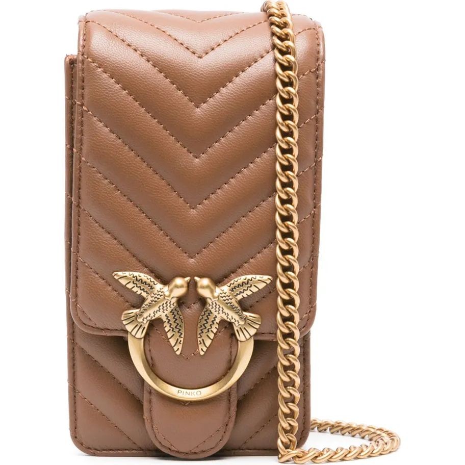 PINKO Rankinė per petį moterims, Ruda, Love one smart crossbody bag 1
