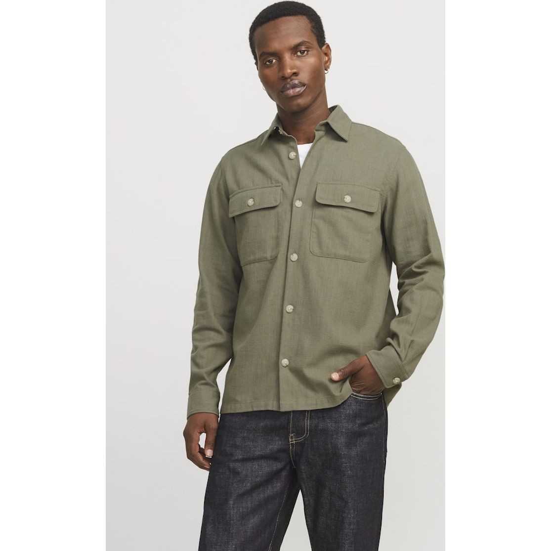 JACK & JONES Lengva striukė vyrams, Chaki, Raymond overshirt 2