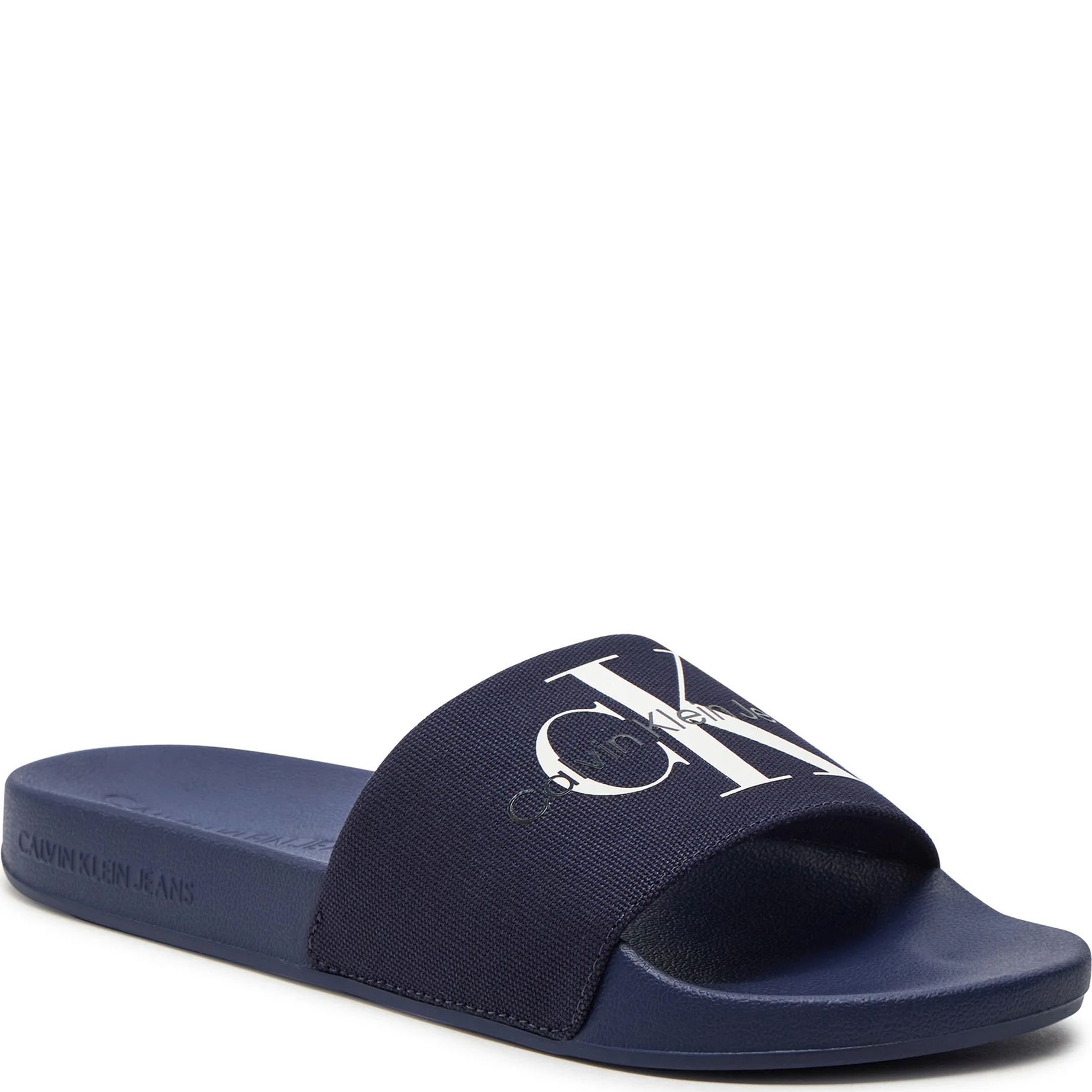 CALVIN KLEIN JEANS Pliažo šlepetės per pirštą vyrams, Mėlyna, SLIDE  CO 1