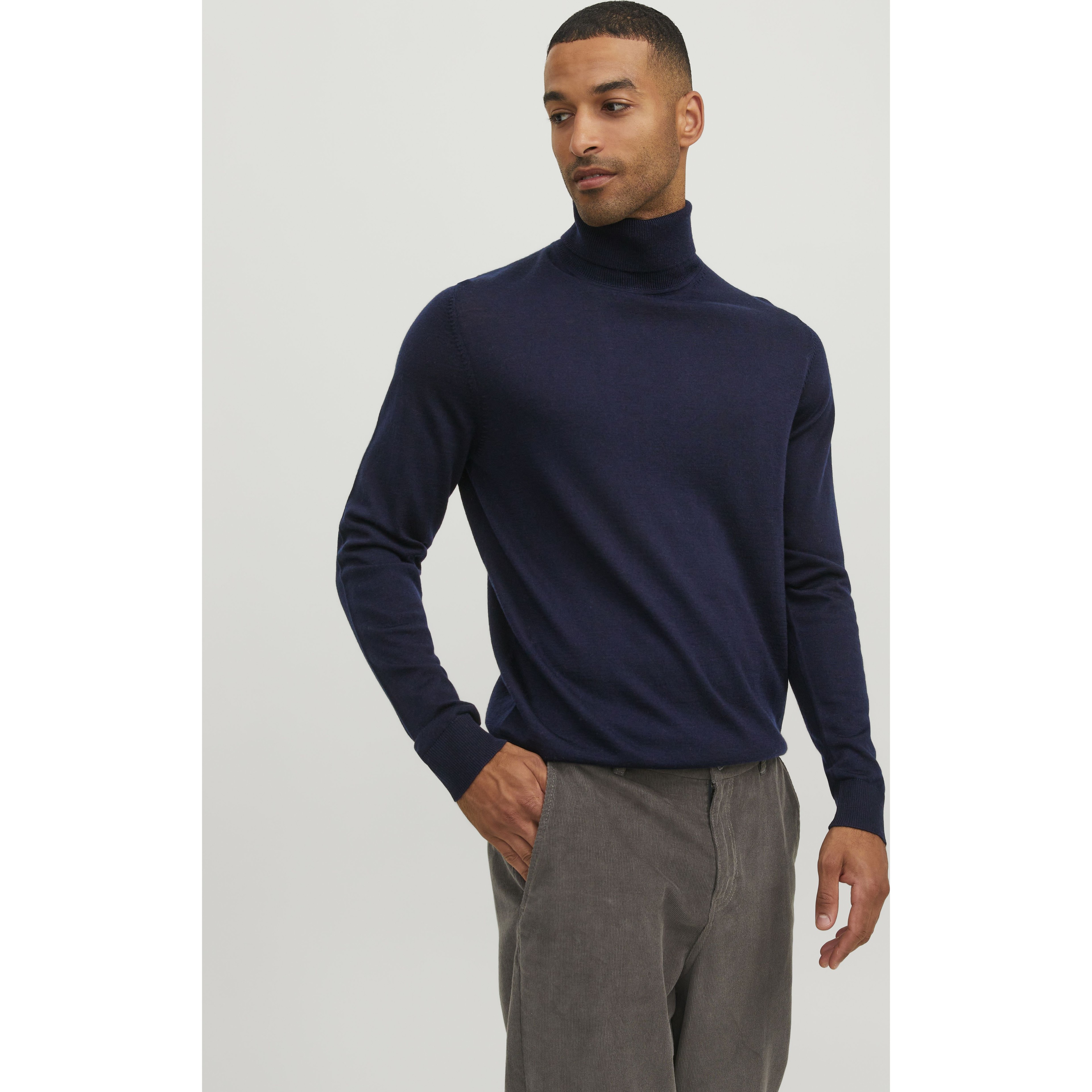 JACK & JONES Megztinis su kaklu vyrams, Mėlyna, Merino knit roll neck 6