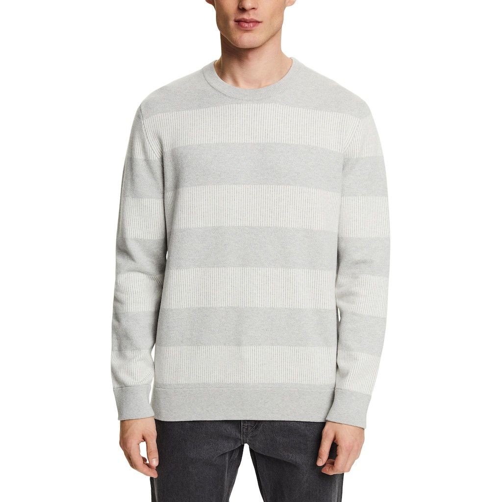 ESPRIT Megztinis vyrams, Pilka, Striped Rib-Knit Sweater 2