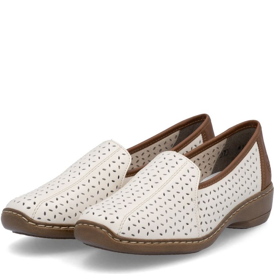 RIEKER Loaferiai moterims, Balta, Slipper 7