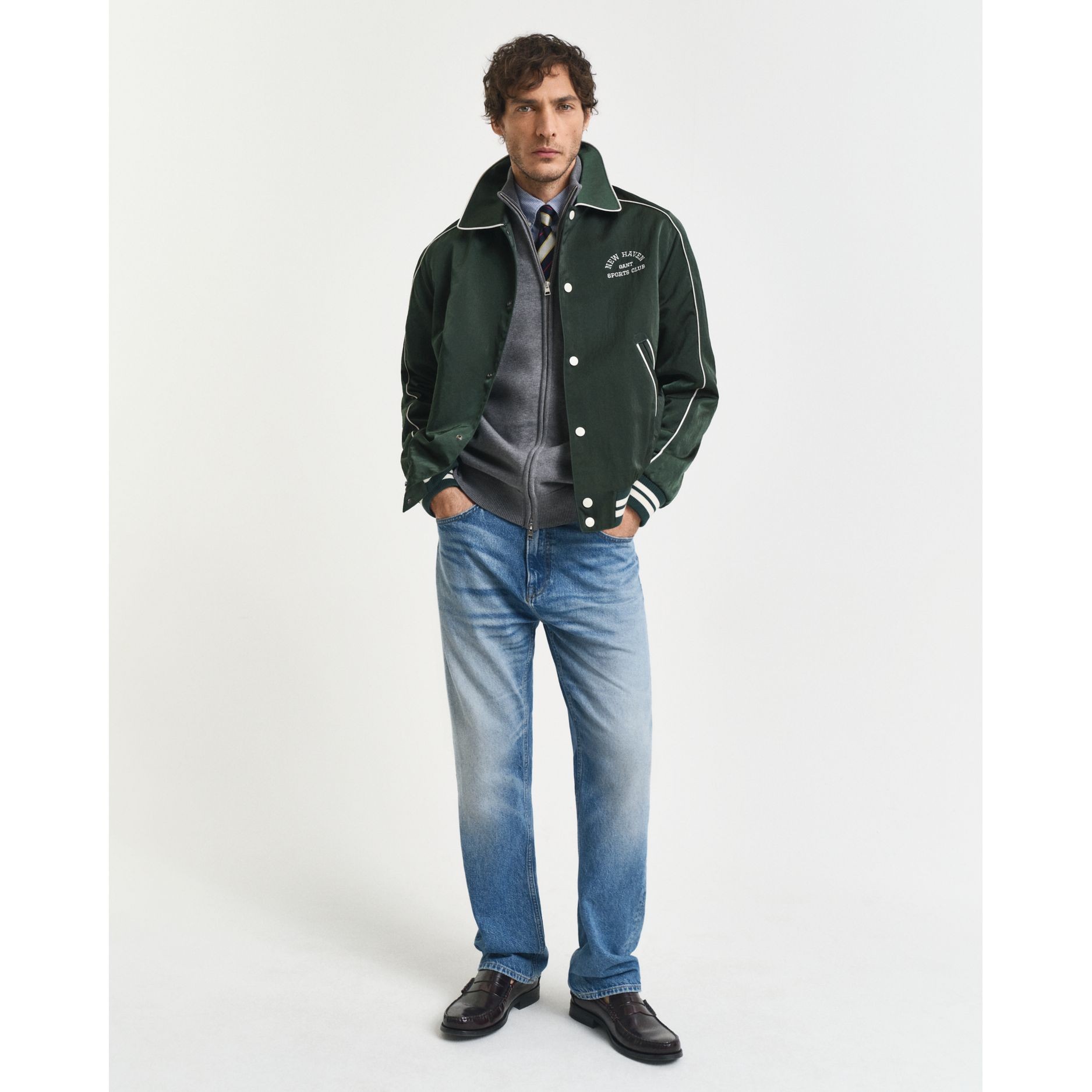 GANT Kardiganas vyrams, Pilka, Casual cotton zip 5
