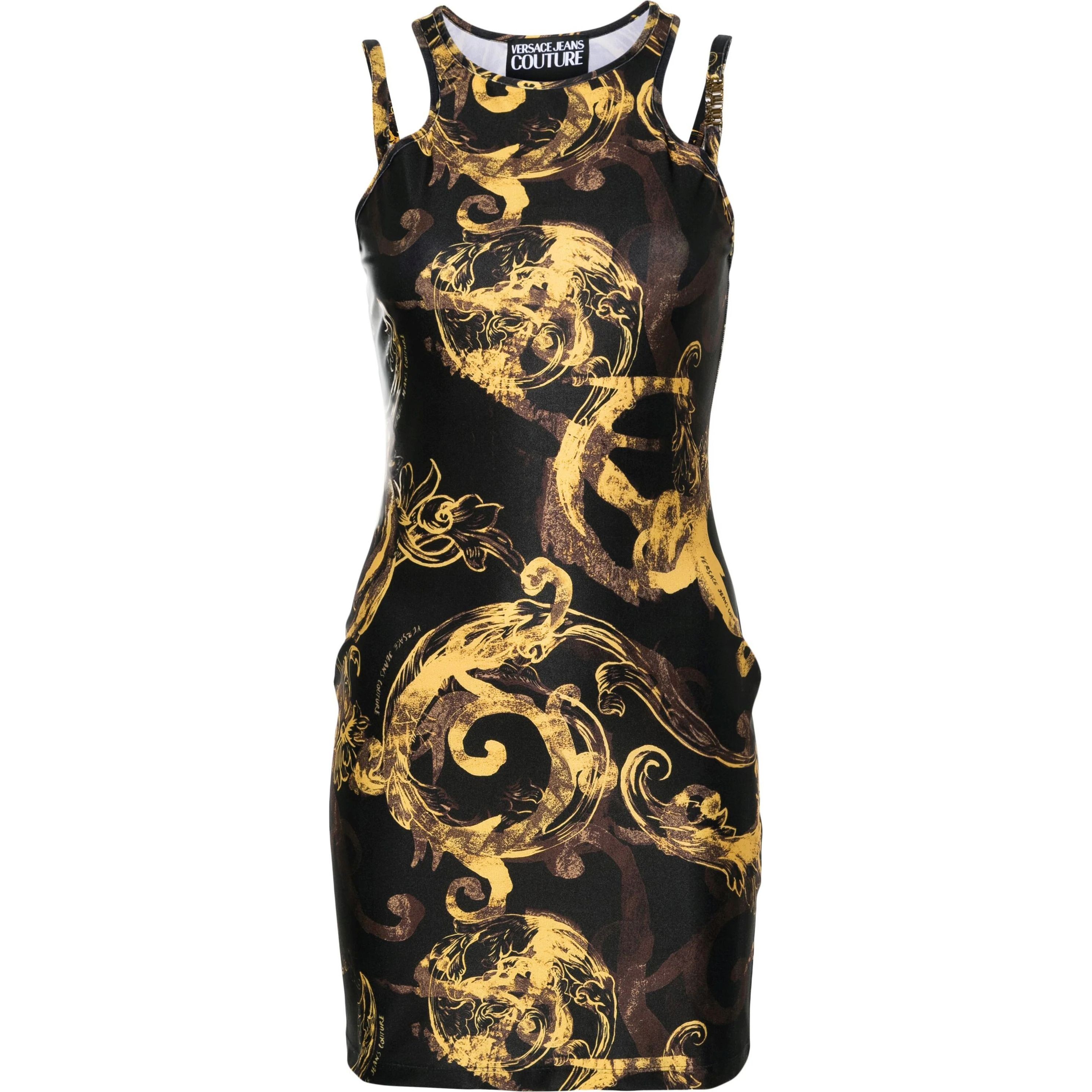 VERSACE JEANS CUTURE Mini suknelė , Juoda, Watercolour print minidress