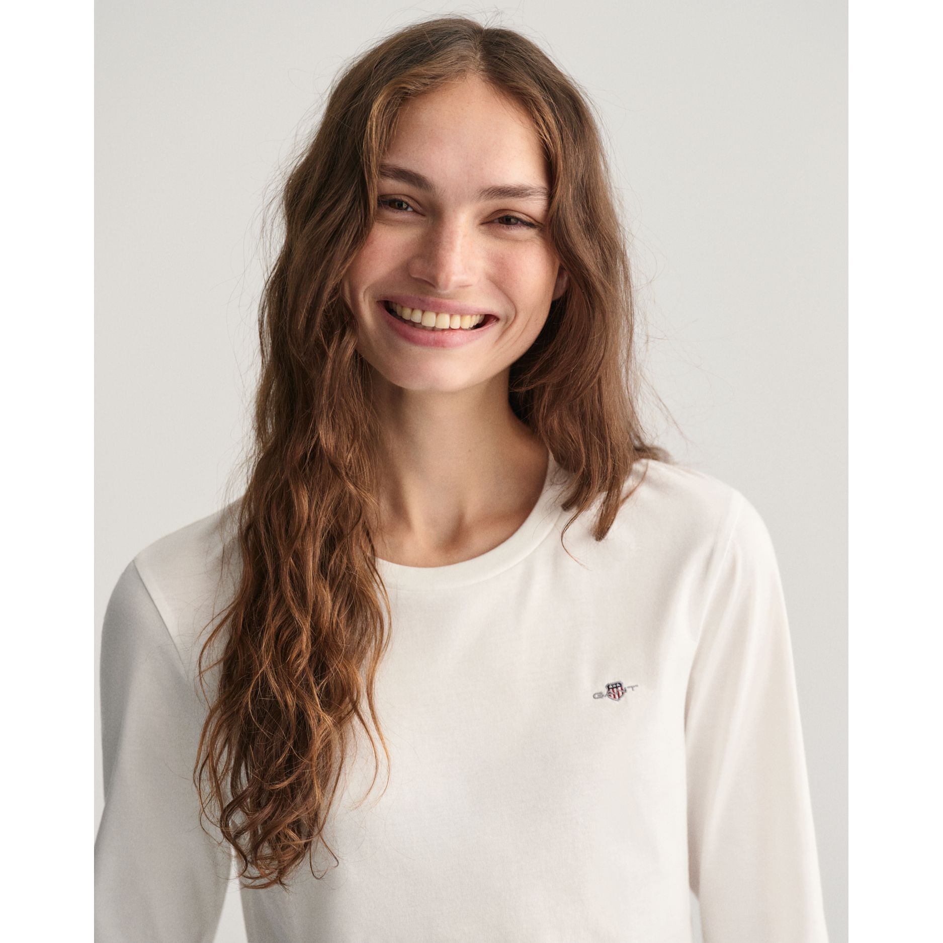 GANT Marškinėliai moterims, Balta, REG SHIELD LS T-SHIRT 5