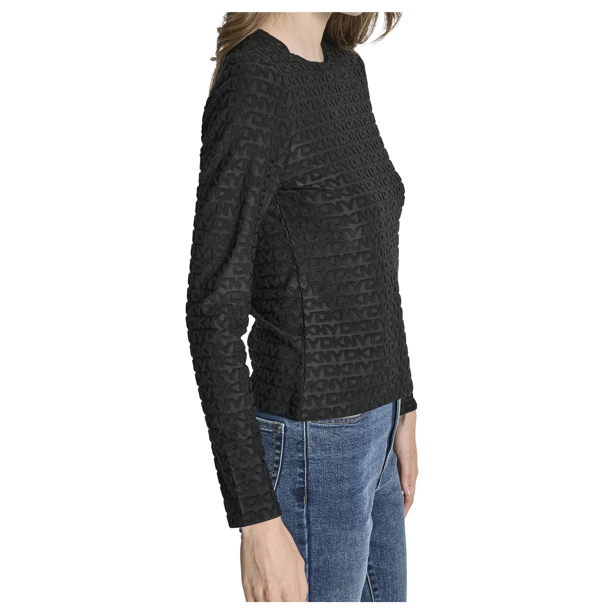 DKNY Palaidinės moterims, Juoda, Logo jacquard ls fit 2