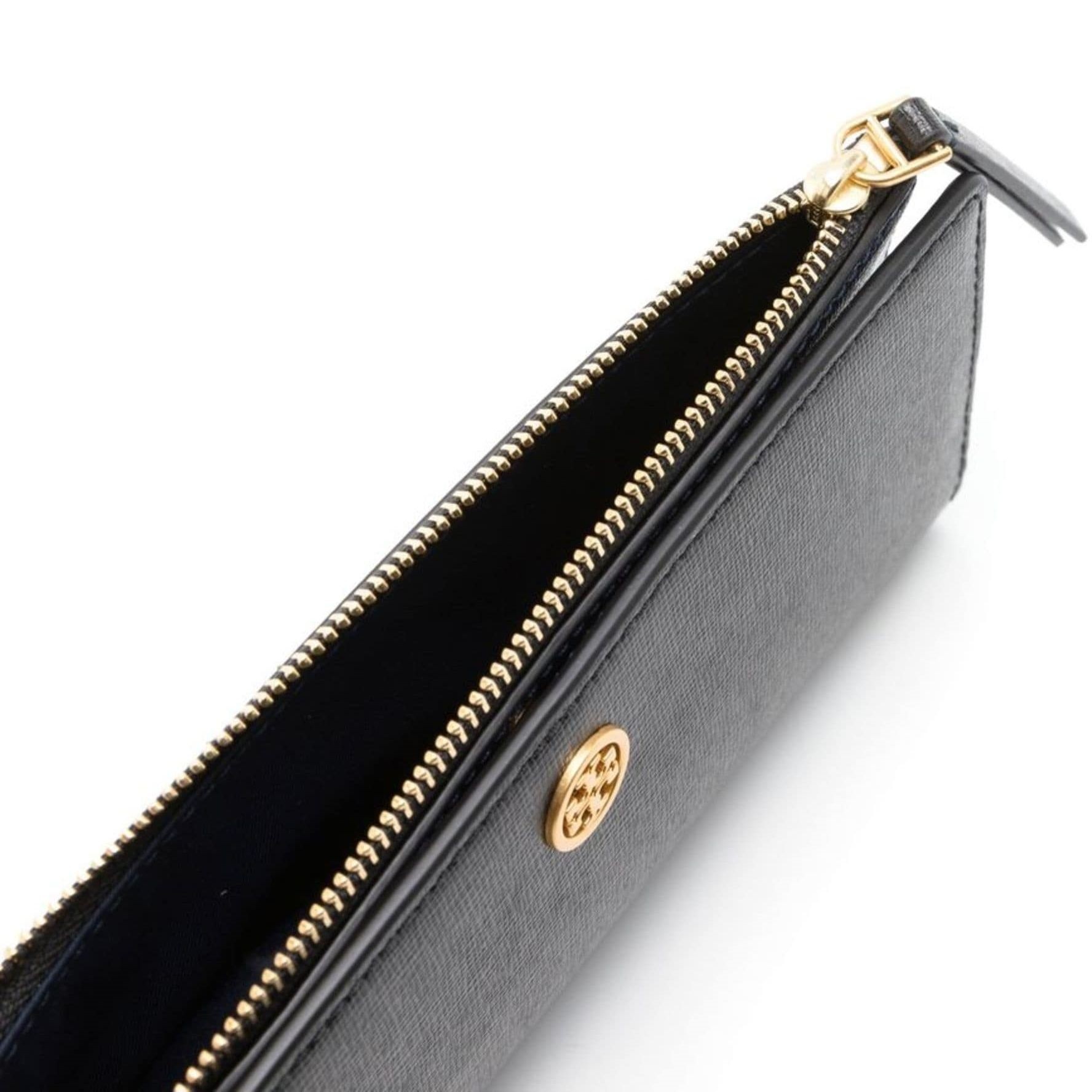 TORY BURCH Piniginė moterims, Juoda, Robinson zip slim wallet 3
