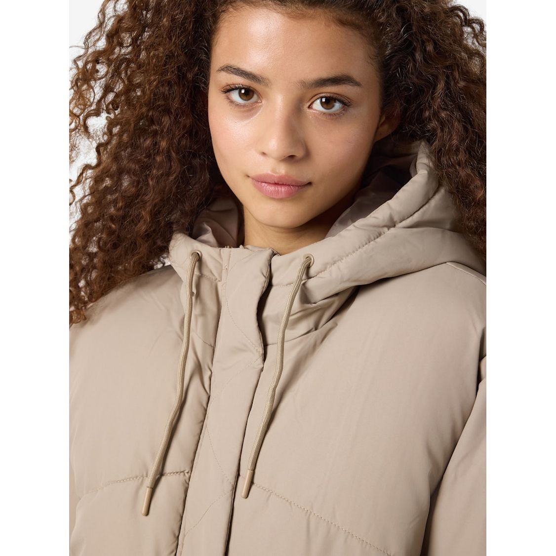 NOISY MAY Pūkinis paltas moterims, Smėlio, Tenna long jacket 8