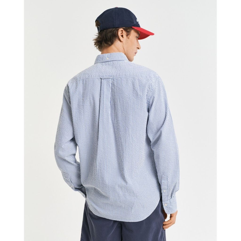 GANT Marškiniai ilgomis rankovėmis vyrams, Mėlyna, Reg seesucker stripe shirt 3