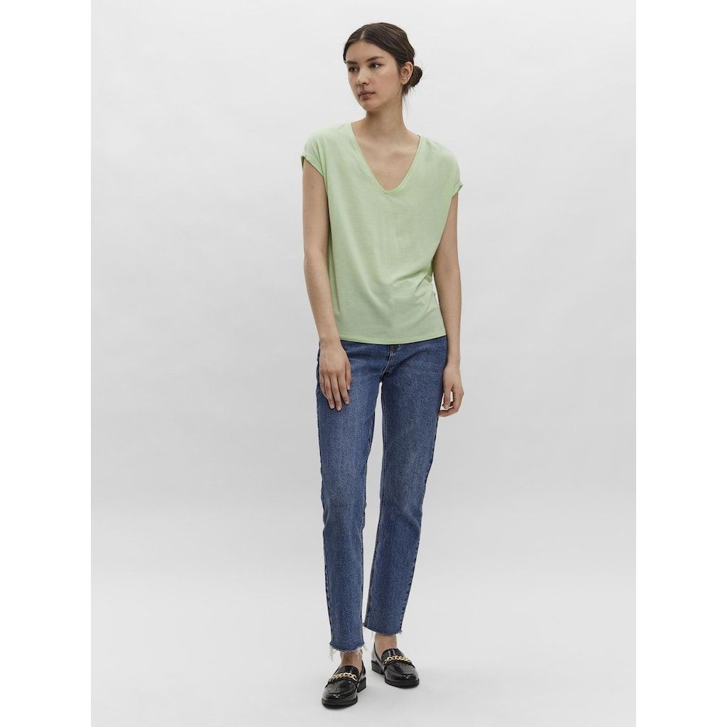 VERO MODA Marškinėliai moterims, Žalia, VMAVA SS V-NECK 4