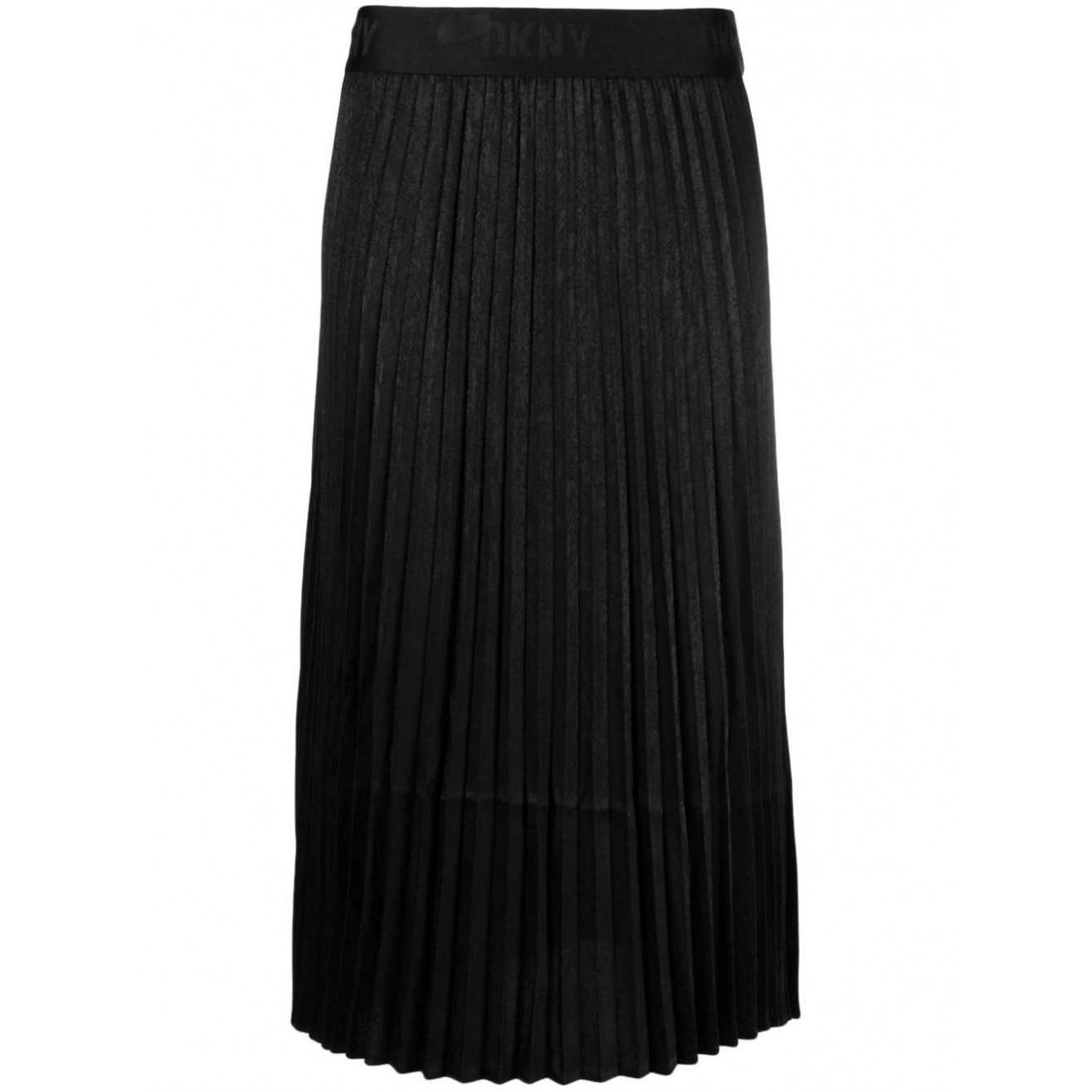 DKNY Midi sijonas moterims, Juoda, Jacquard pleated skirt