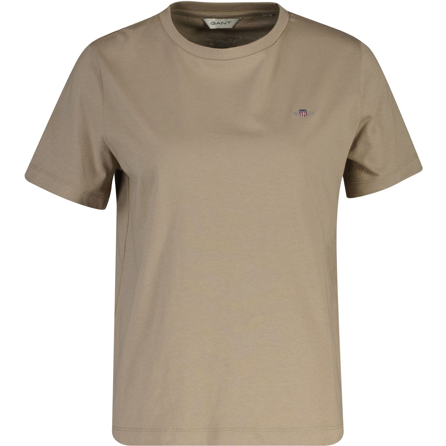 GANT Marškinėliai trump. rankovėmis moterims, Smėlio, reg shield ss t-shirt 1