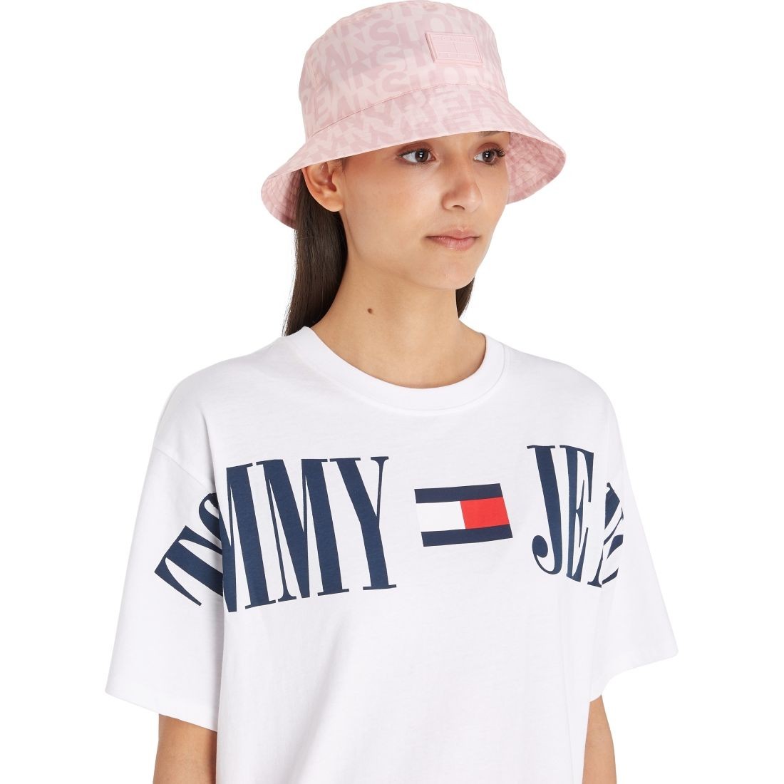 TOMMY JEANS Kepurė moterims, Rožinė, Logomania bucket hat 3