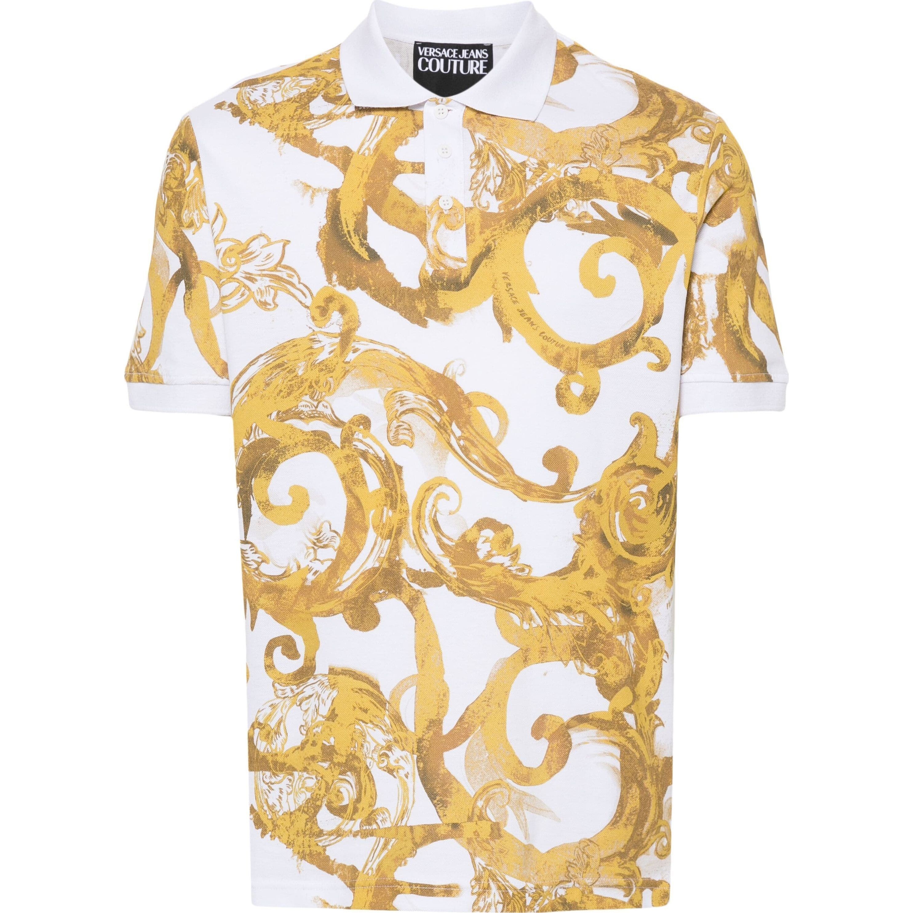 VERSACE JEANS CUTURE Polo marškiniai trumpos rank. vyrams, Balta, Watercolour baroque polo shirt