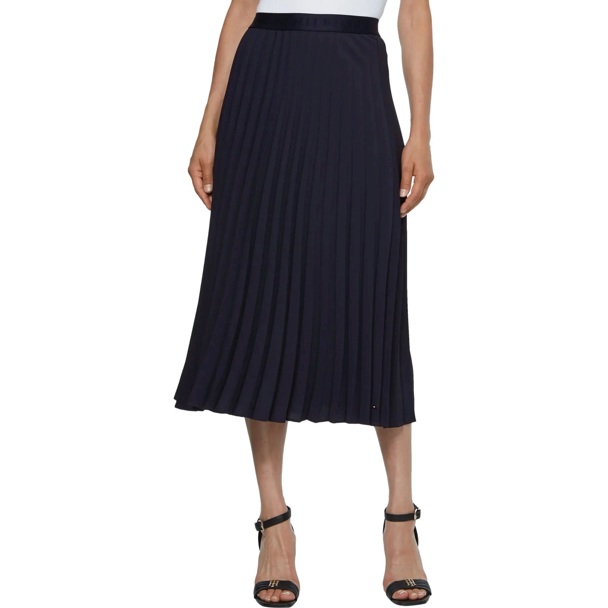TOMMY HILFIGER Midi sijonas moterims, Mėlyna, Fluid twill pleated midi skirt 2