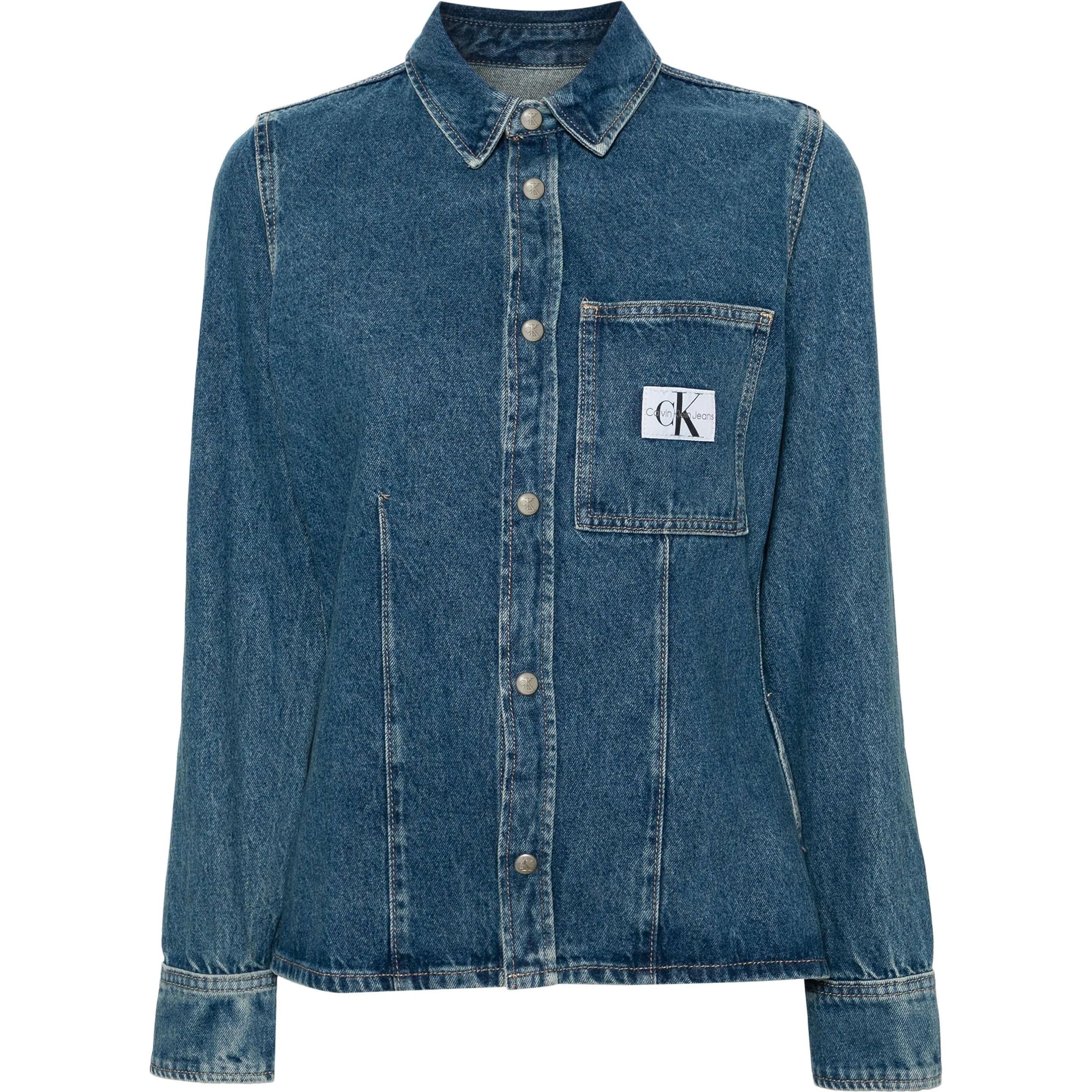 CALVIN KLEIN JEANS Marškiniai ilgomis rankovėmis moterims, Mėlyna, L/s shirt 1