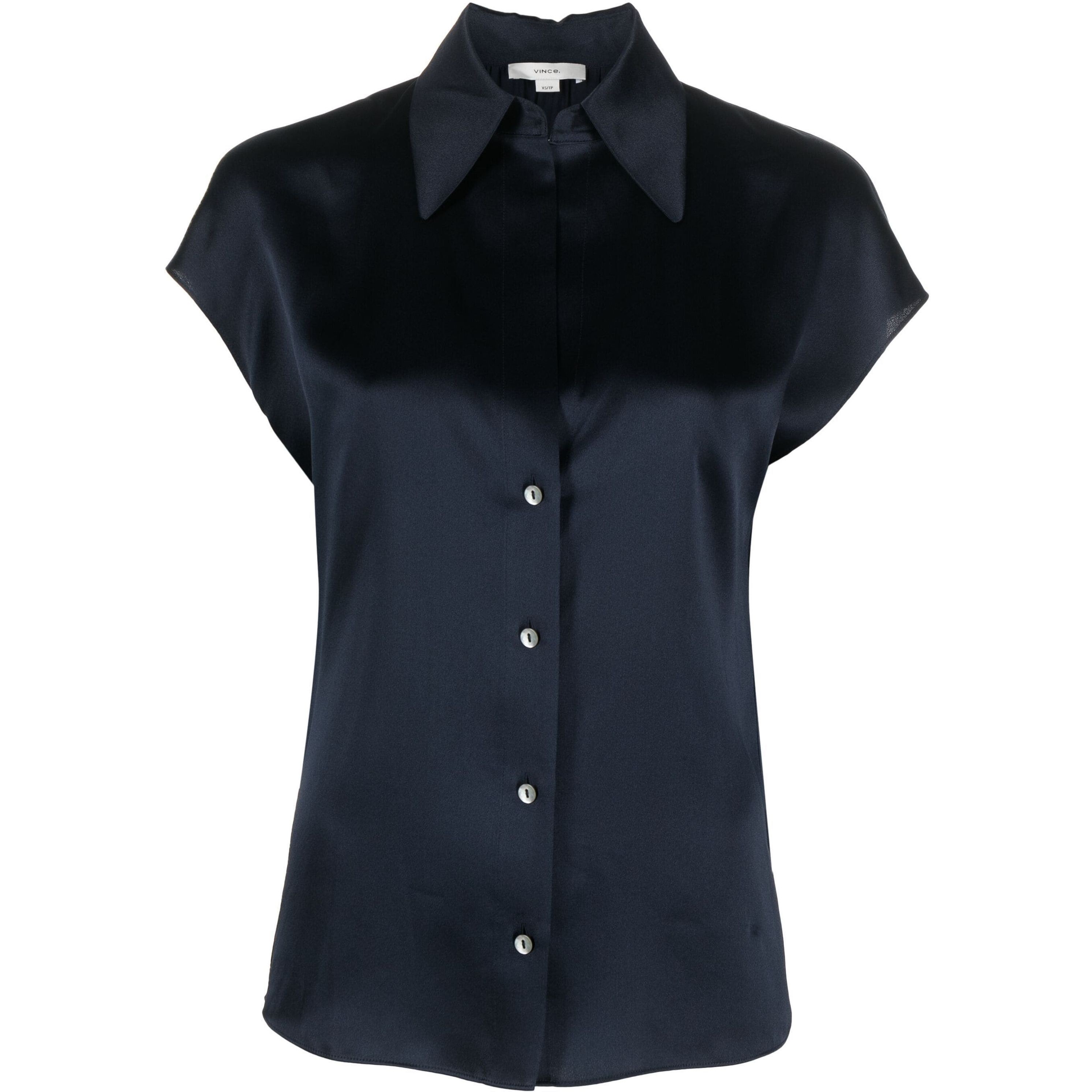 VINCE Palaidinės moterims, Mėlyna, Cap sleeve ruched blouse 1