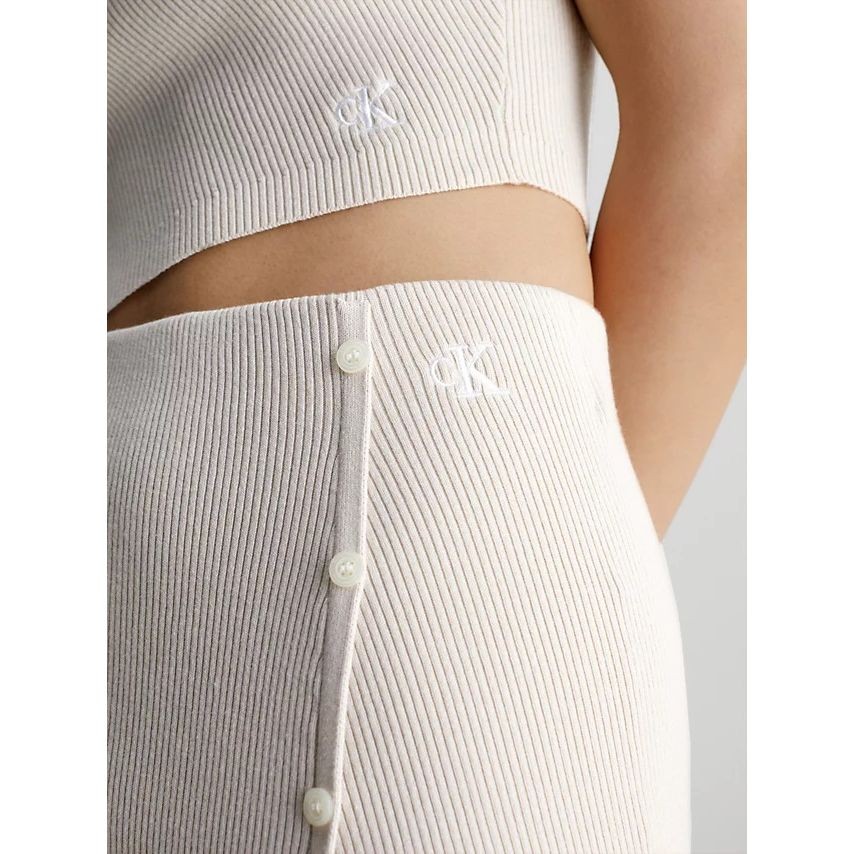 CALVIN KLEIN JEANS Maxi sijonas moterims, Smėlio, Button down skirt 4