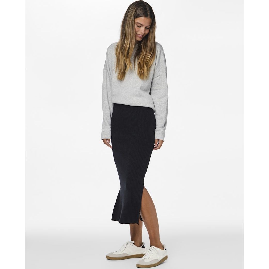 PIECES Maxi sijonas moterims, Juoda, Crista midi knit skirt 5