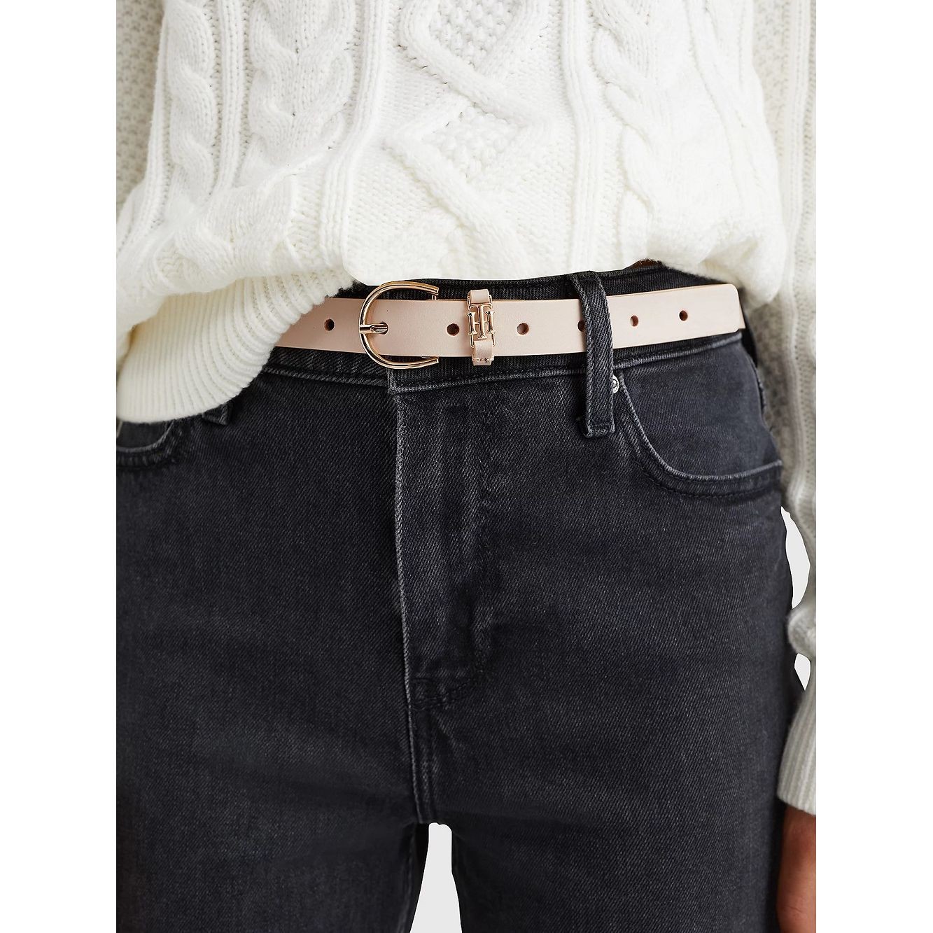 TOMMY HILFIGER Diržas moterims, Smėlio, TH CHIC 2.5 2